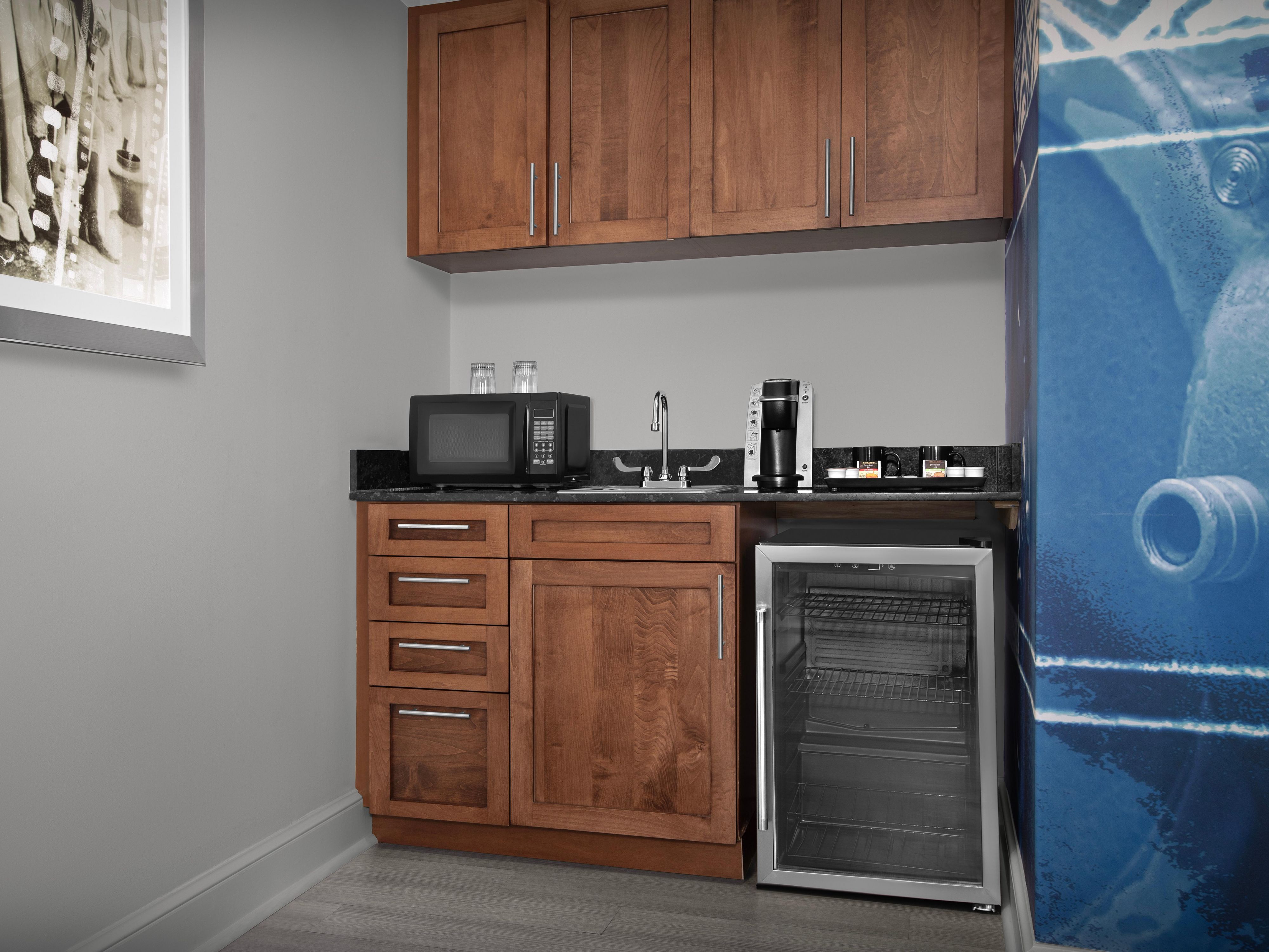 Kitchen in our suite at Hotel Indigo Jacksonville Deerwood Park.