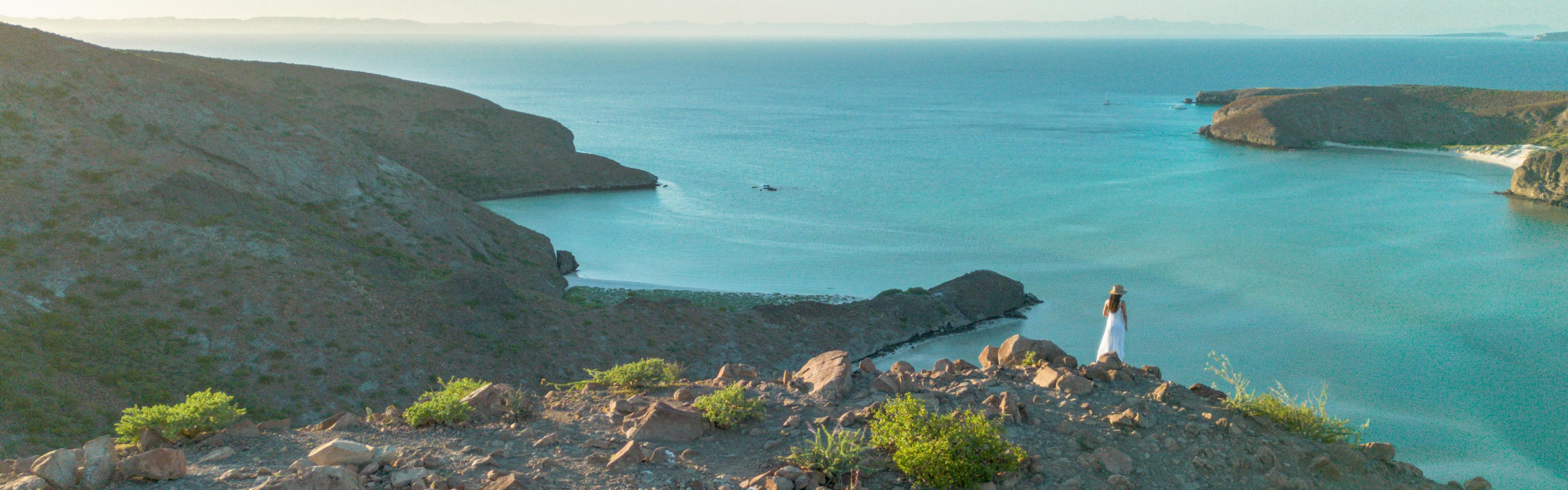 woman standing on an island