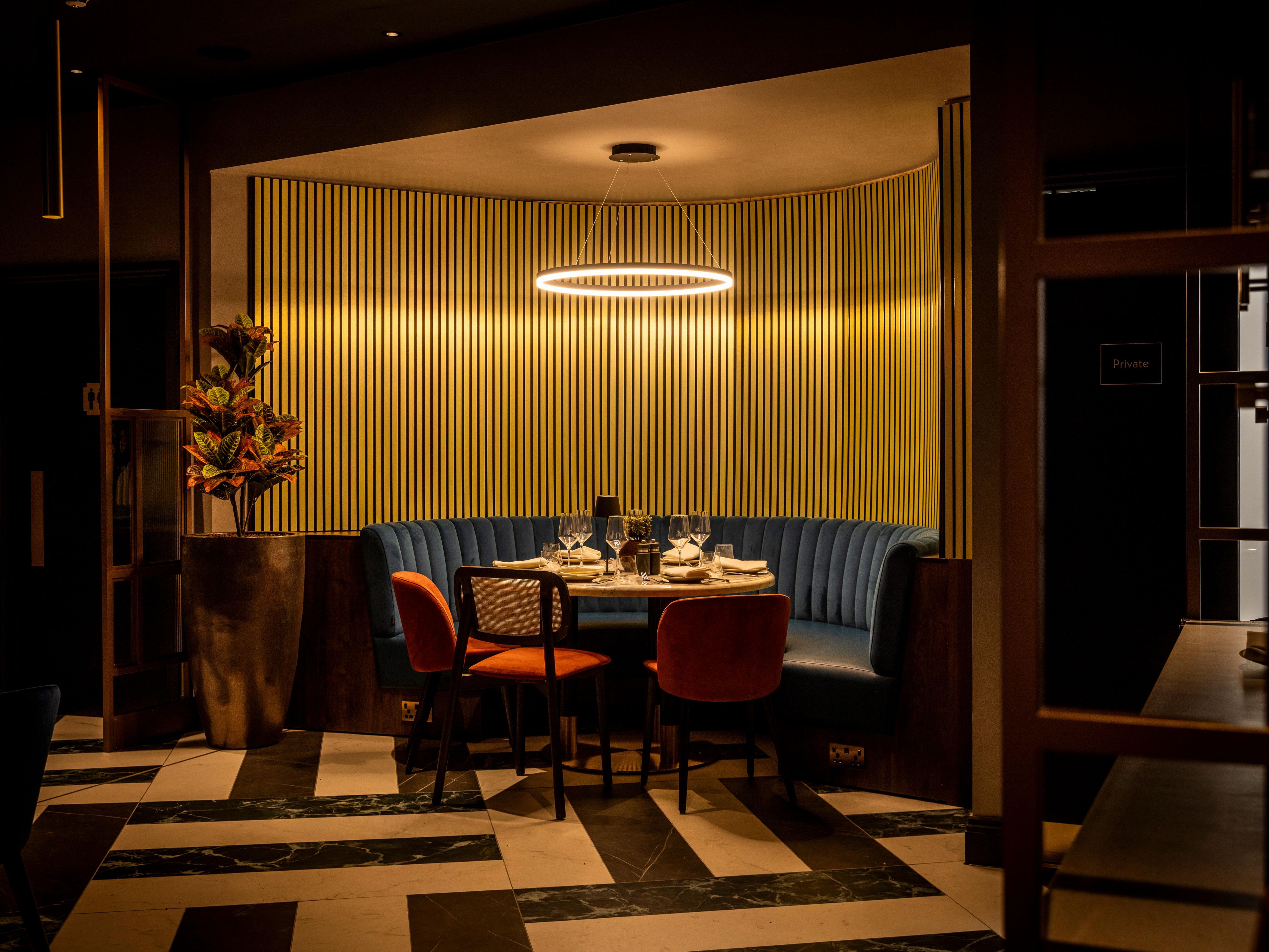 Enjoy your dinner in our stylish booth
