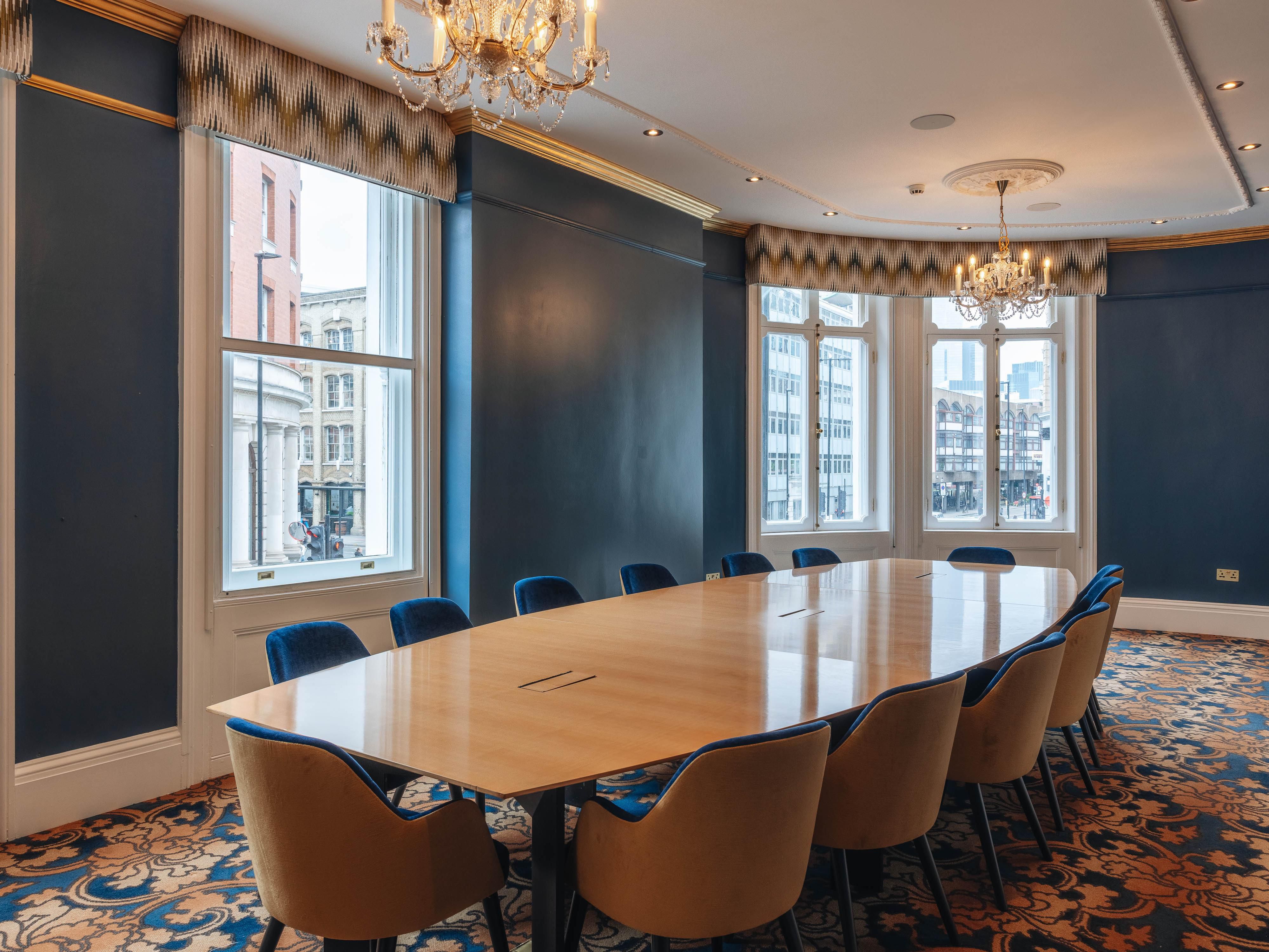 Goswell room with large boardroom table and chairs