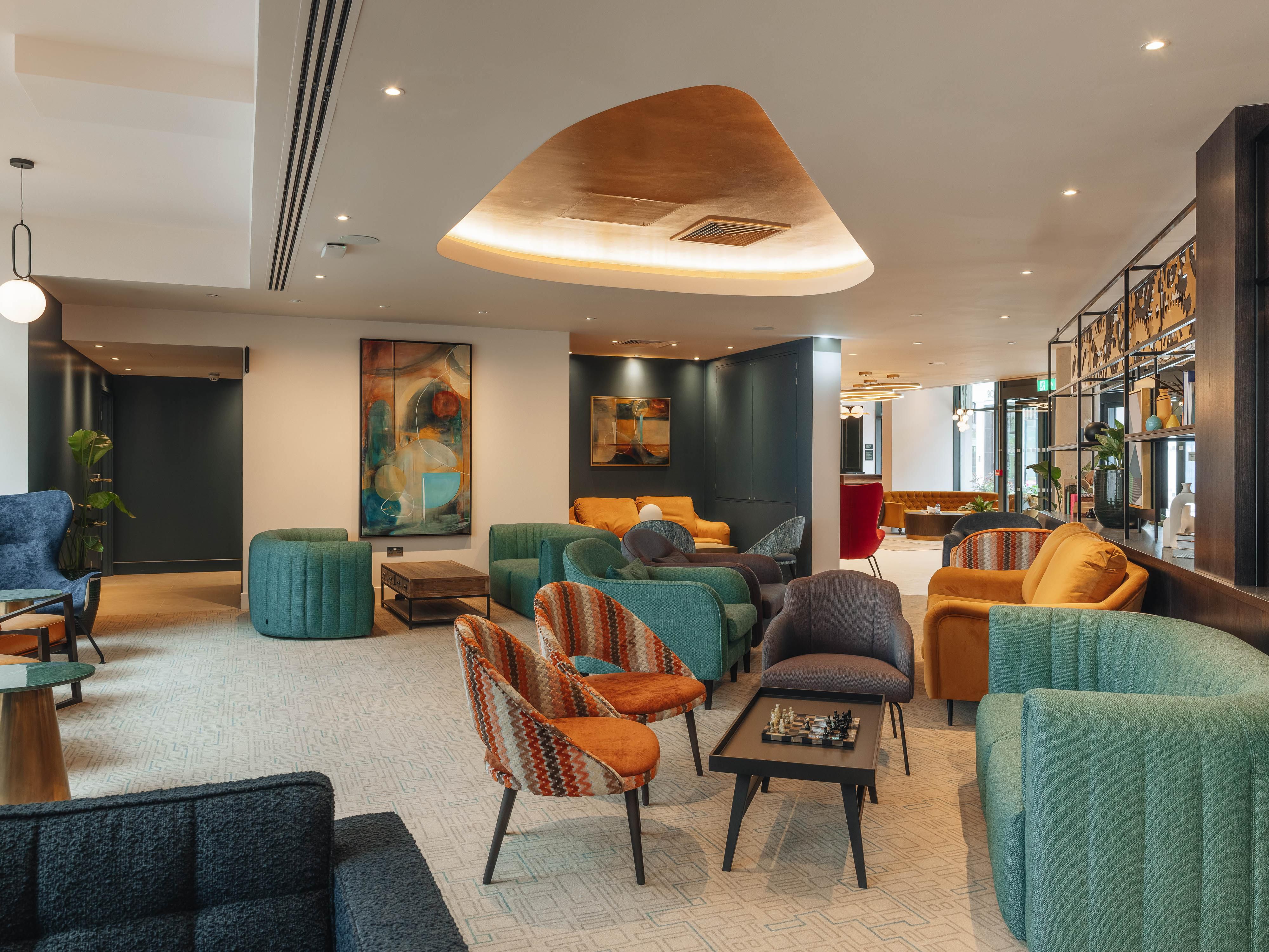 Lobby lounge and games.