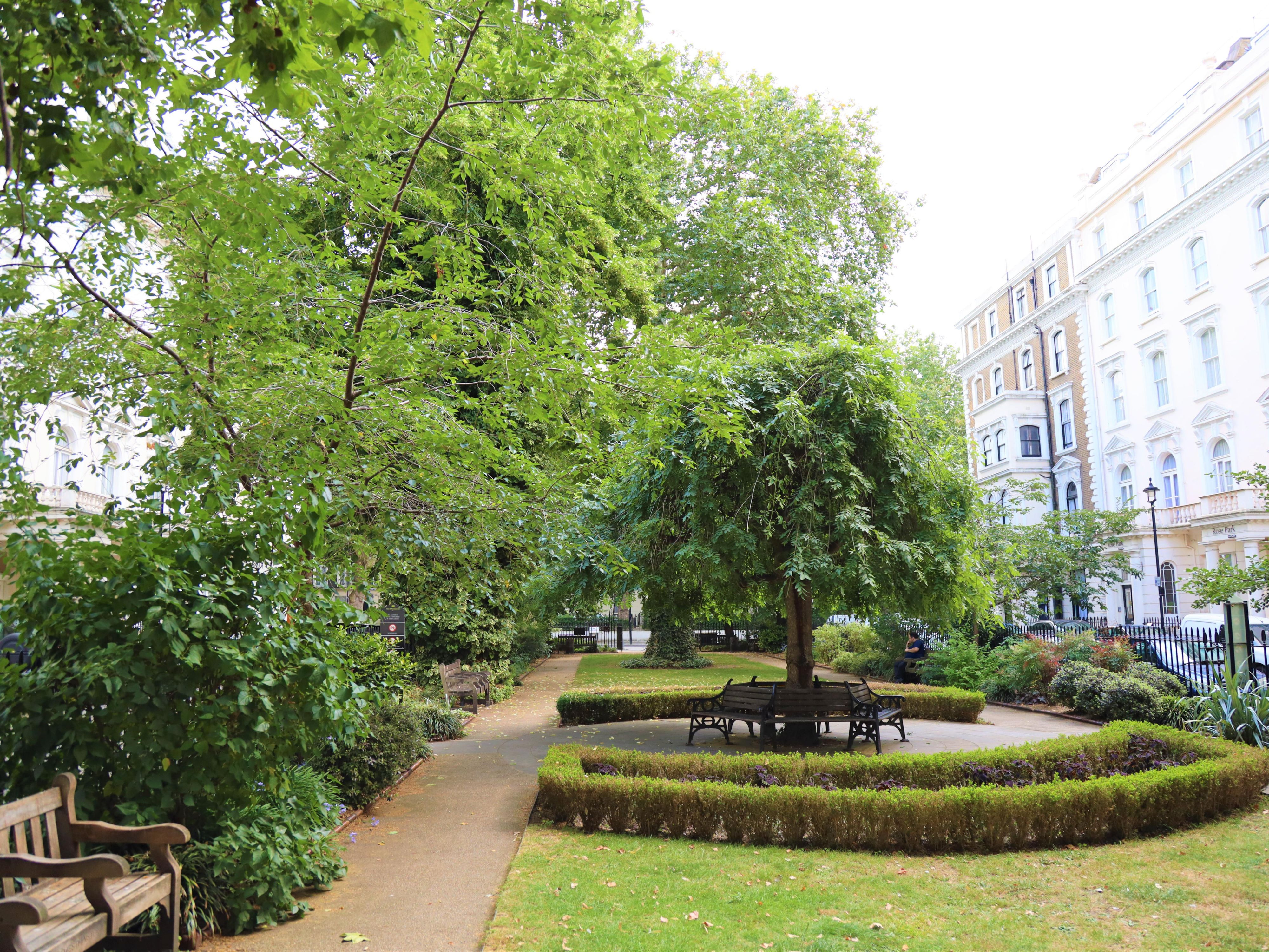 Our hotel overlooks a quiet leafy garden square