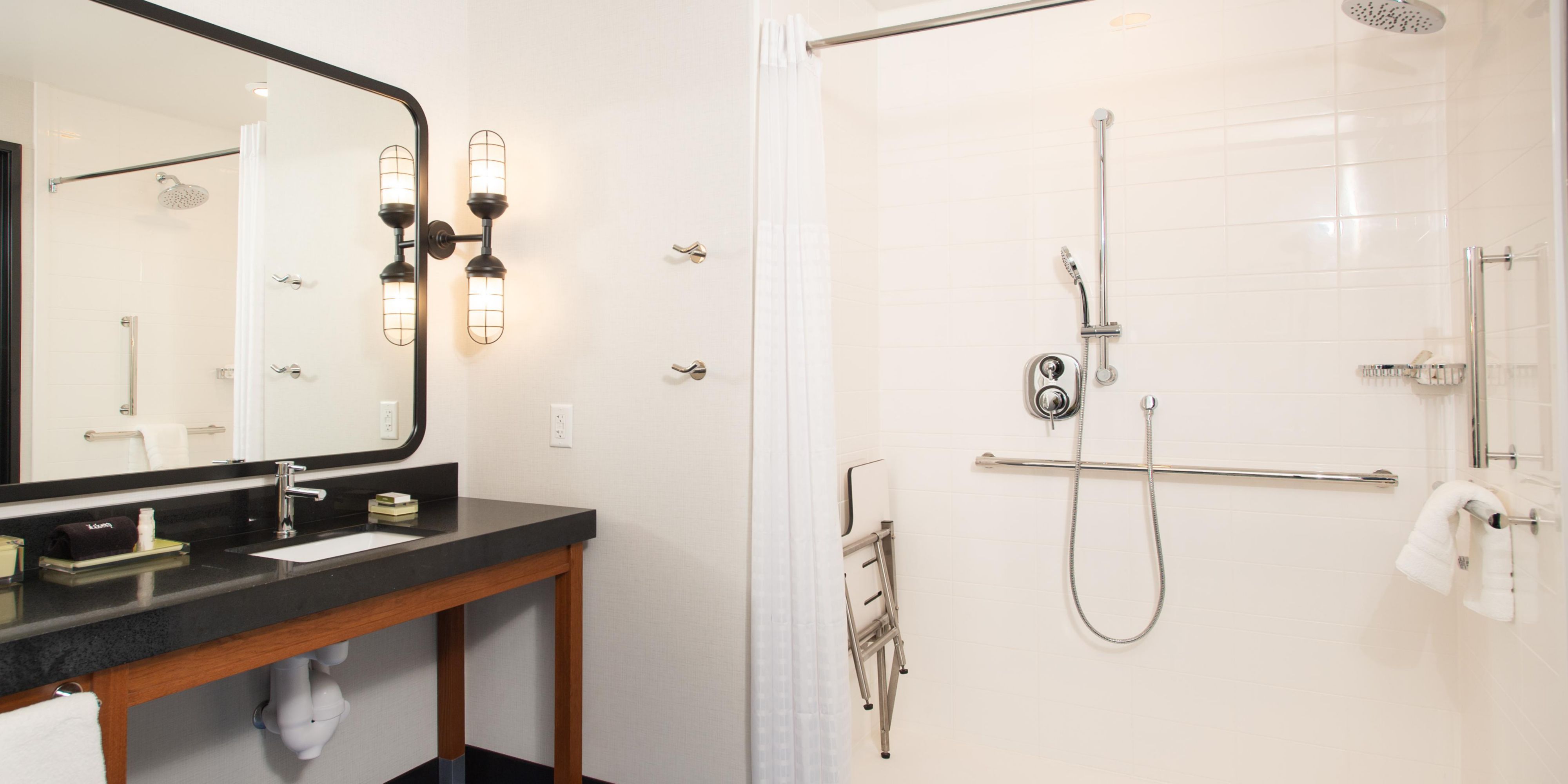 Accessible Guest Bathroom with Roll-in Shower
