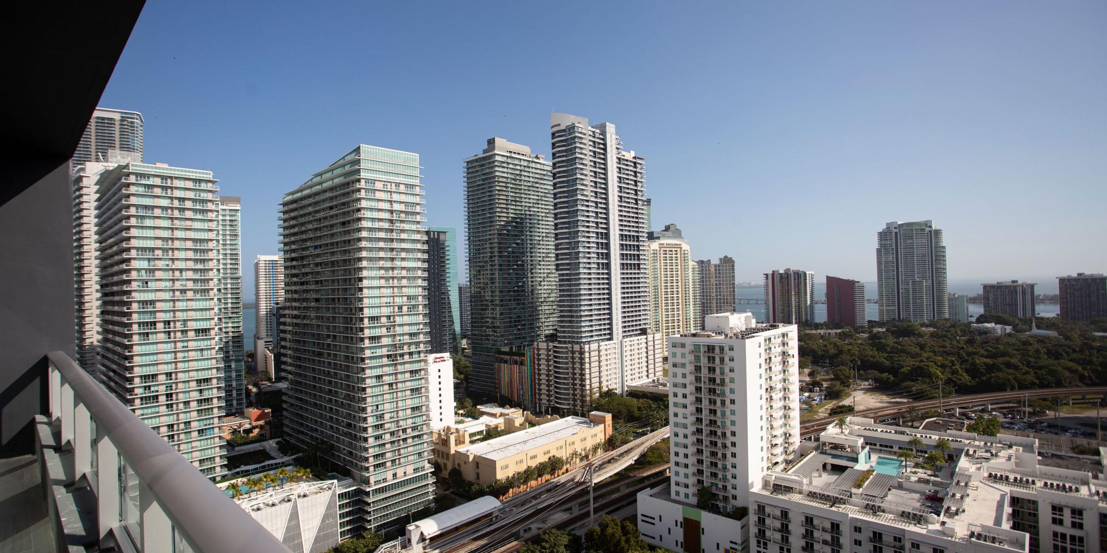 Aerial view of the Brickell skyline from a balcony