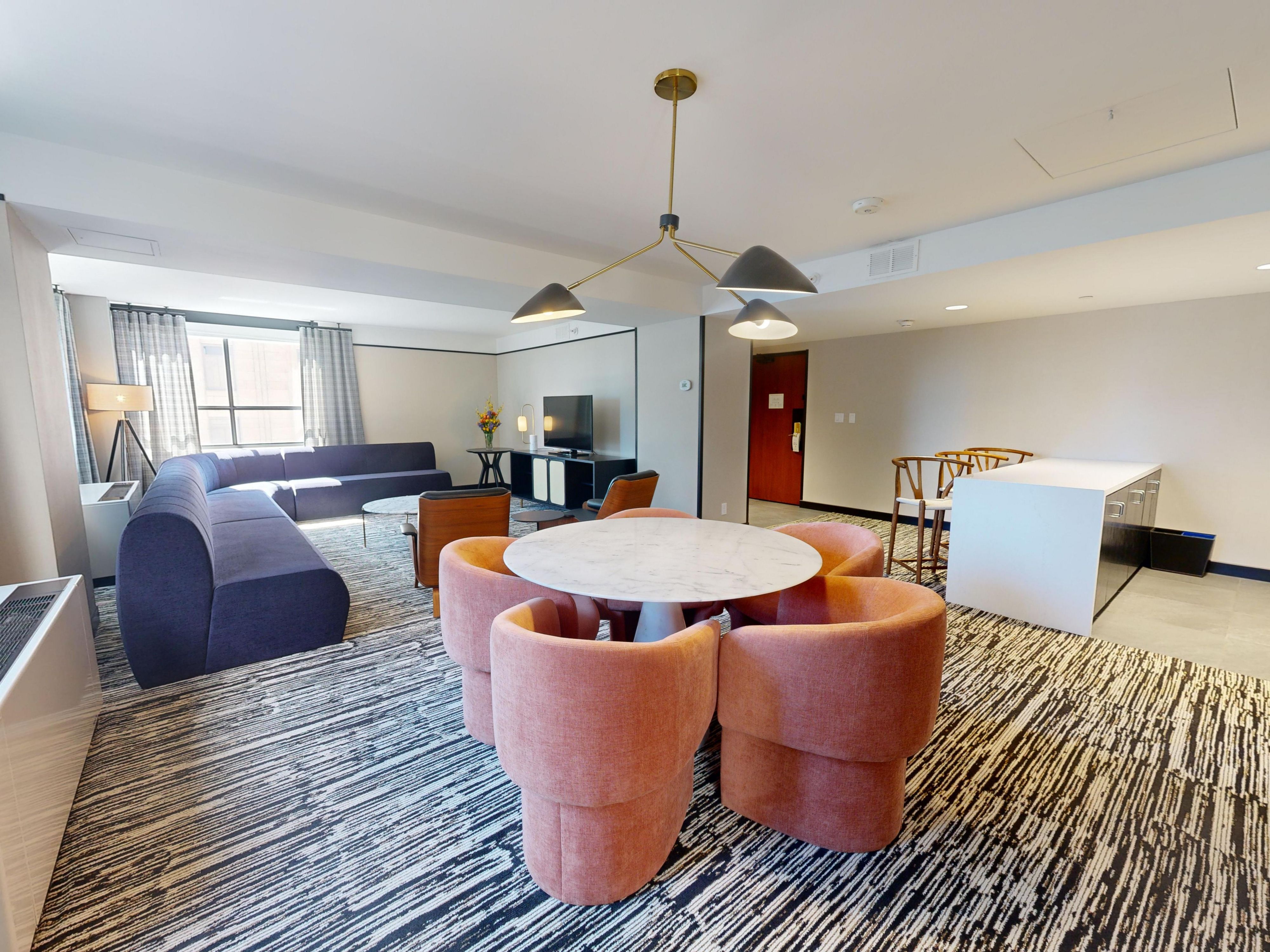 Spacious suite with room to relax, recharge, and entertain.