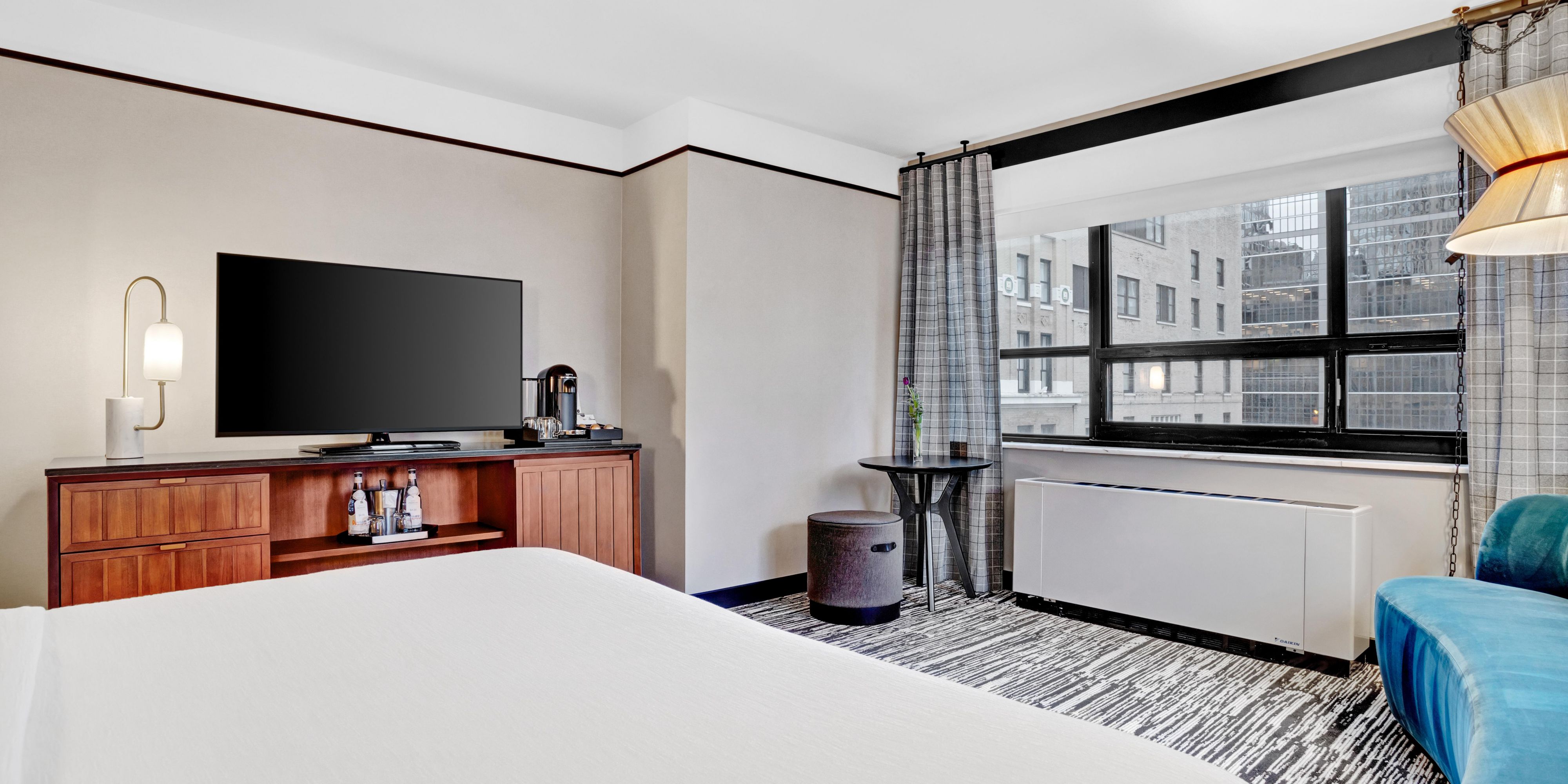 Stretch out with skyline views and a pullout sofa sleeper.