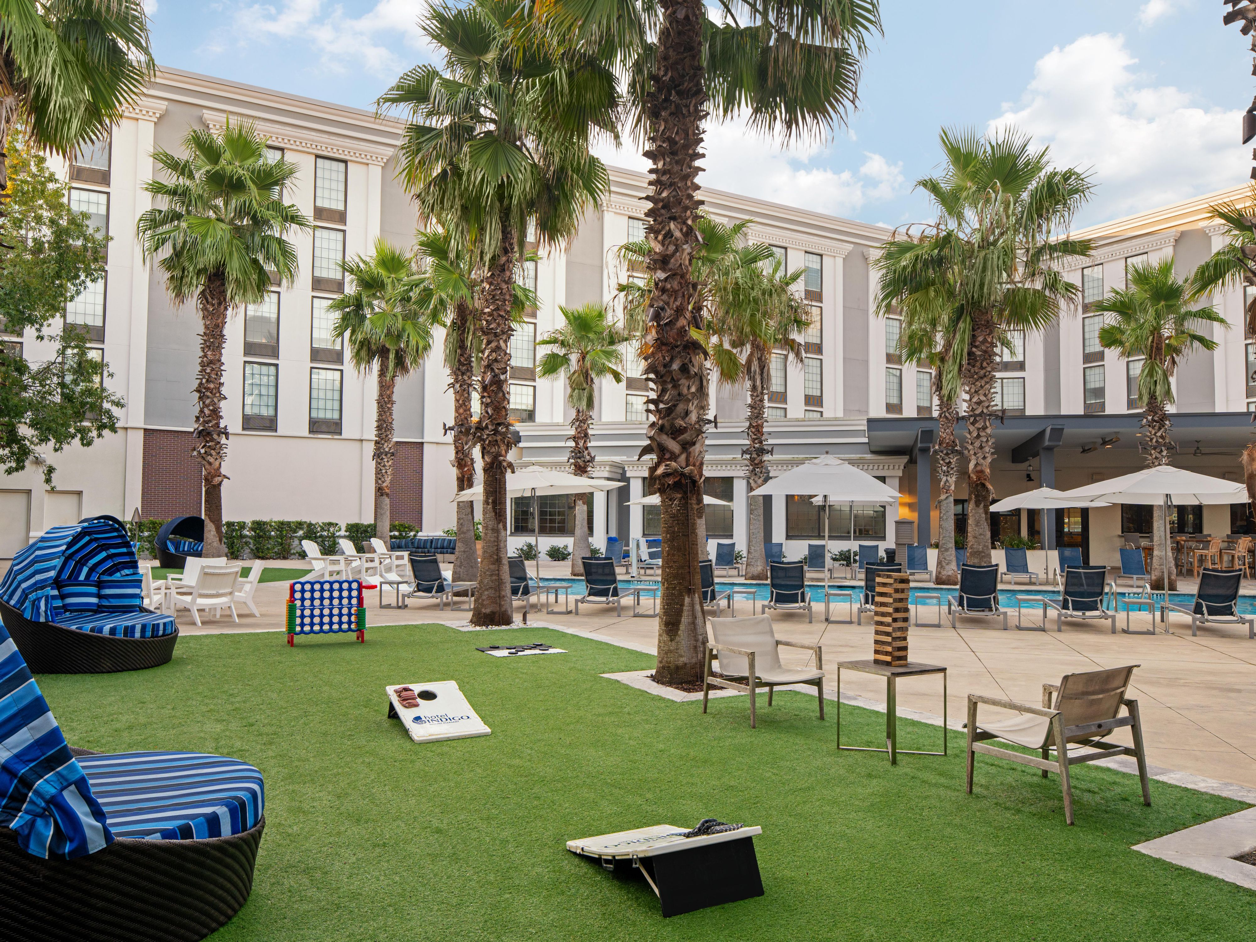 Enjoy games on our back lawn.