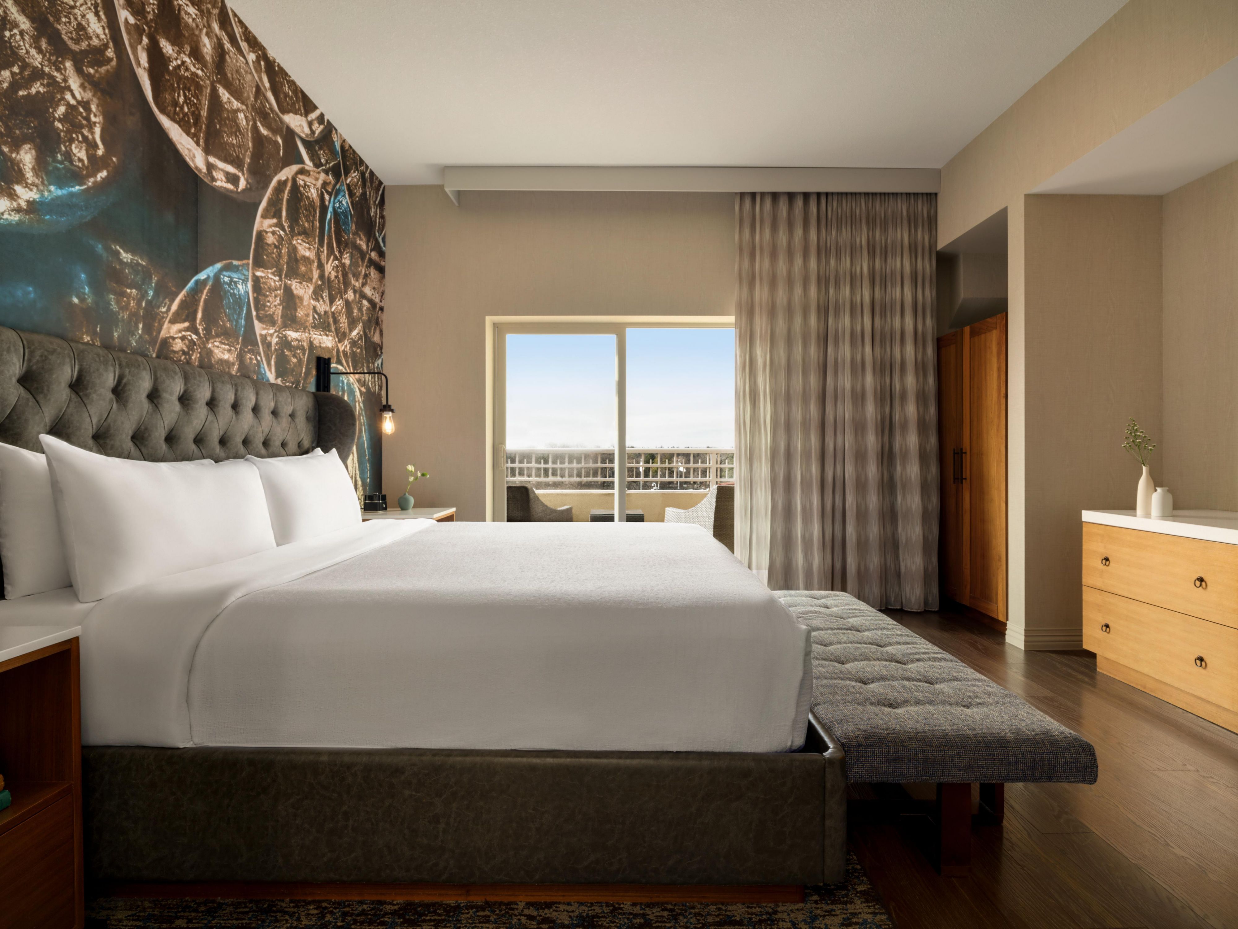 Enjoy a balcony escape in our king standard bathroom.