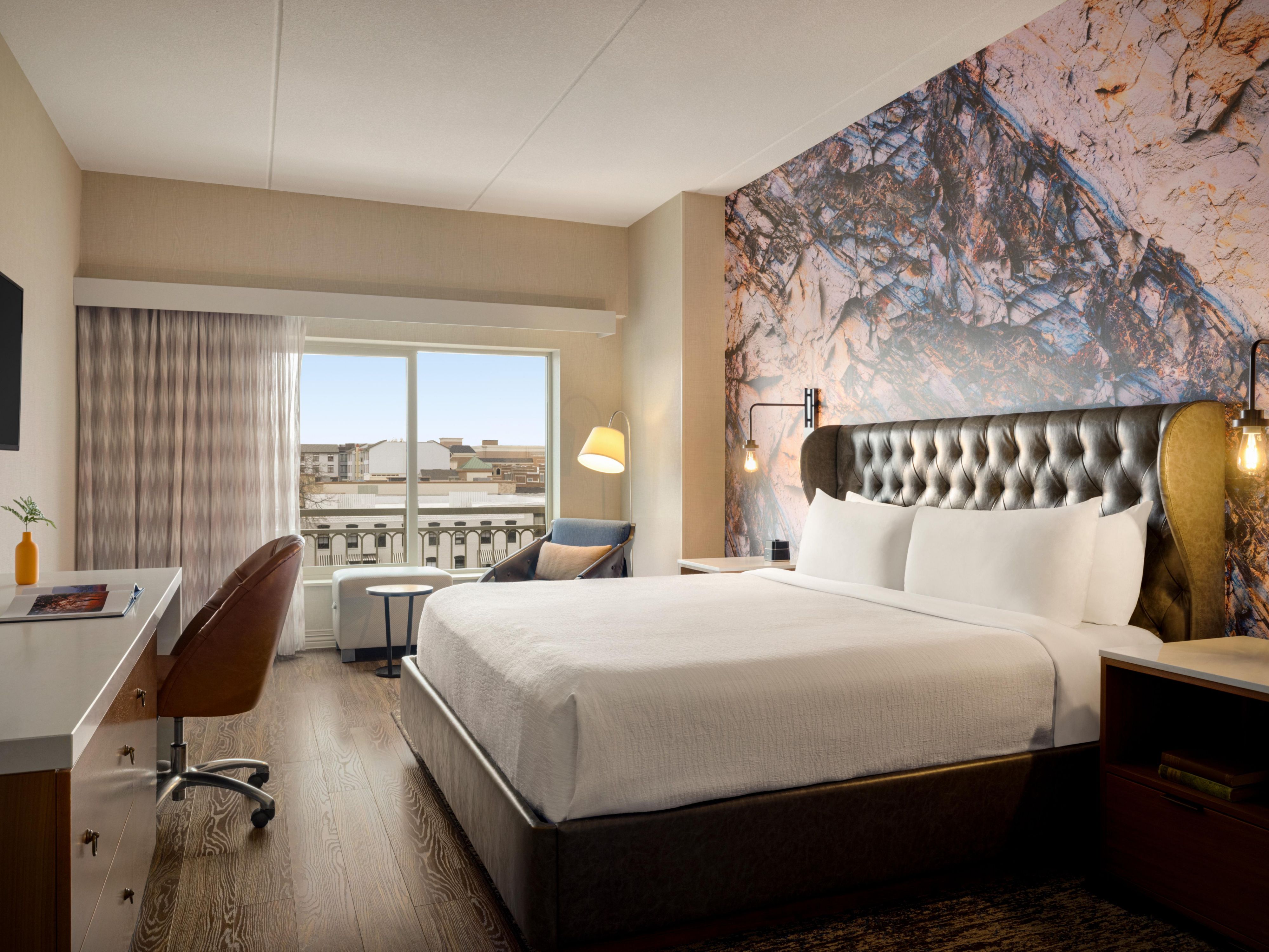 Relax in style in our cozy king standard room with views. 