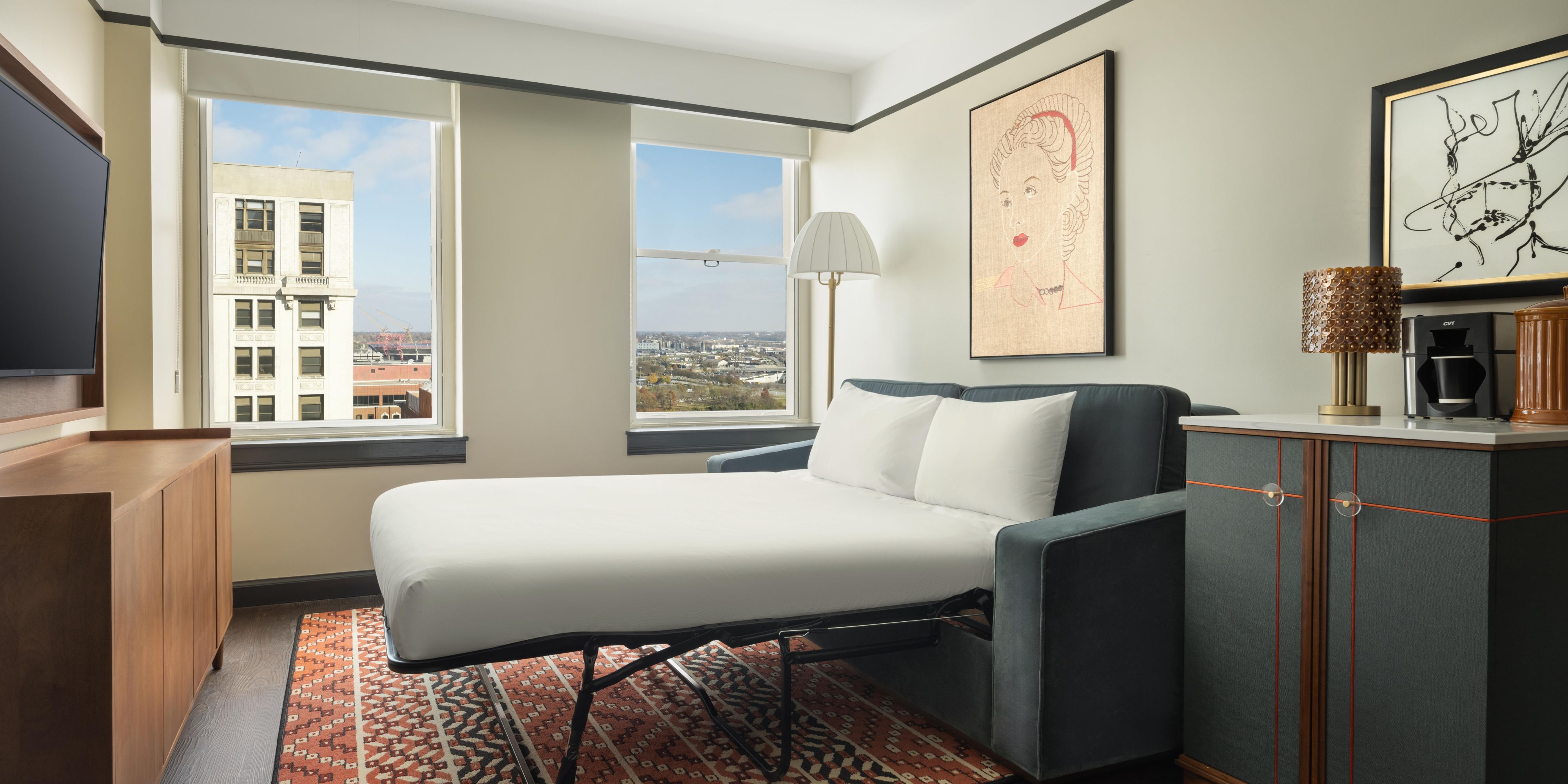 One-Bedroom King Suite features a Living Area with Sleeper Sofa