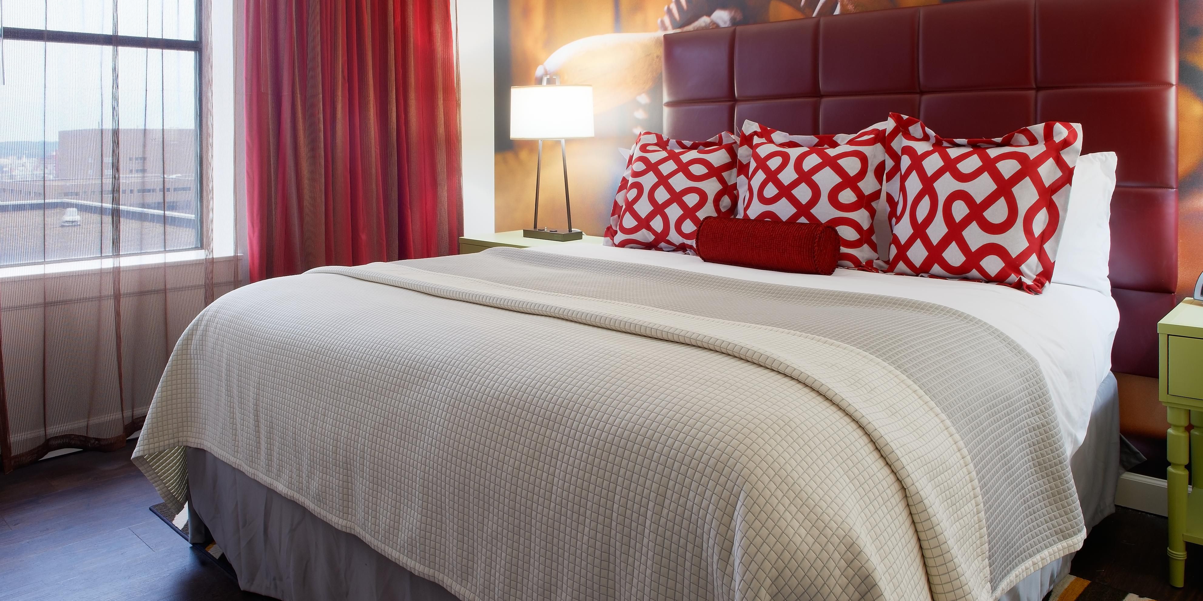 Spacious double queen room includes complimentary Wi-Fi.