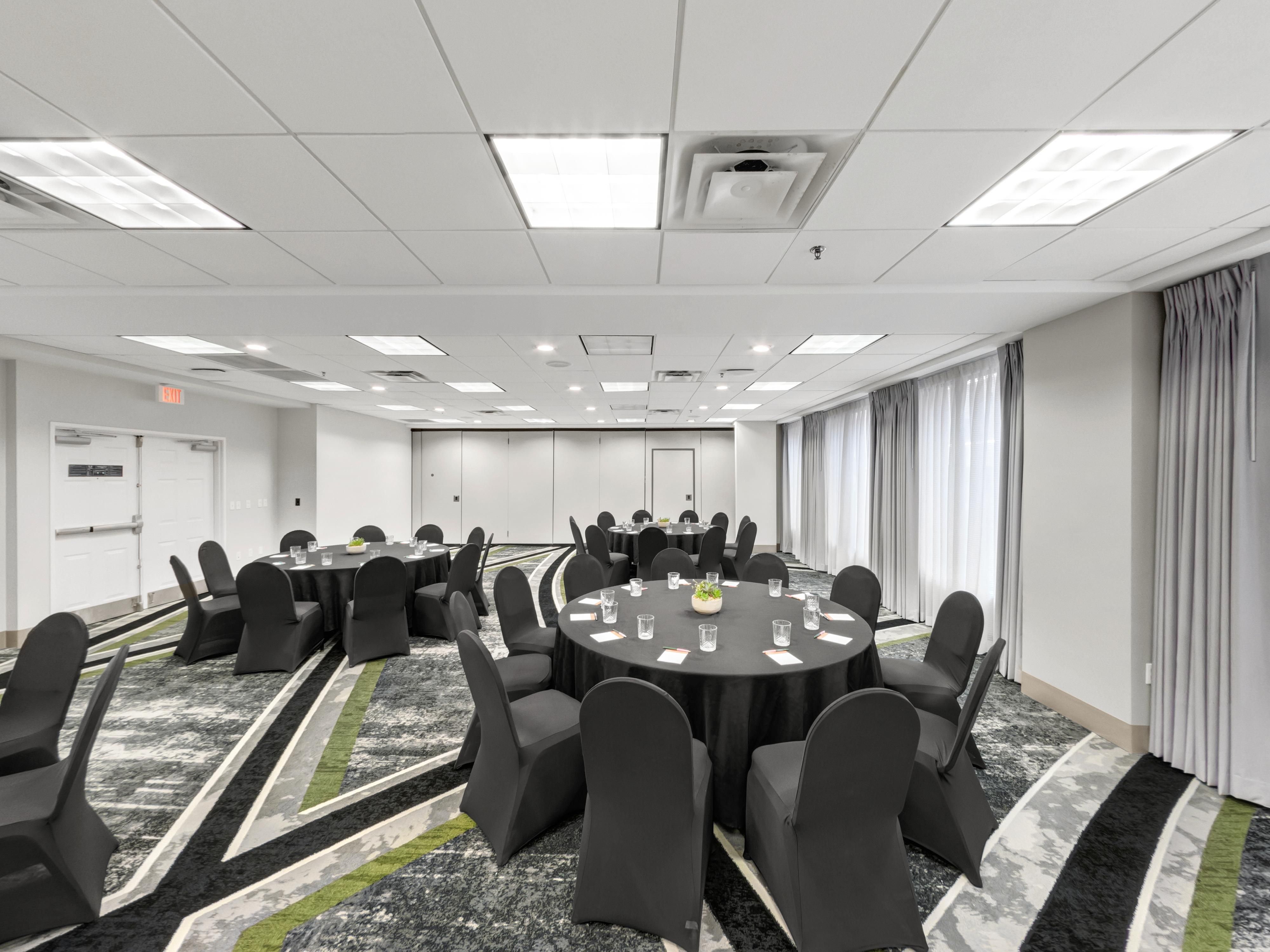 Meeting room with round tables