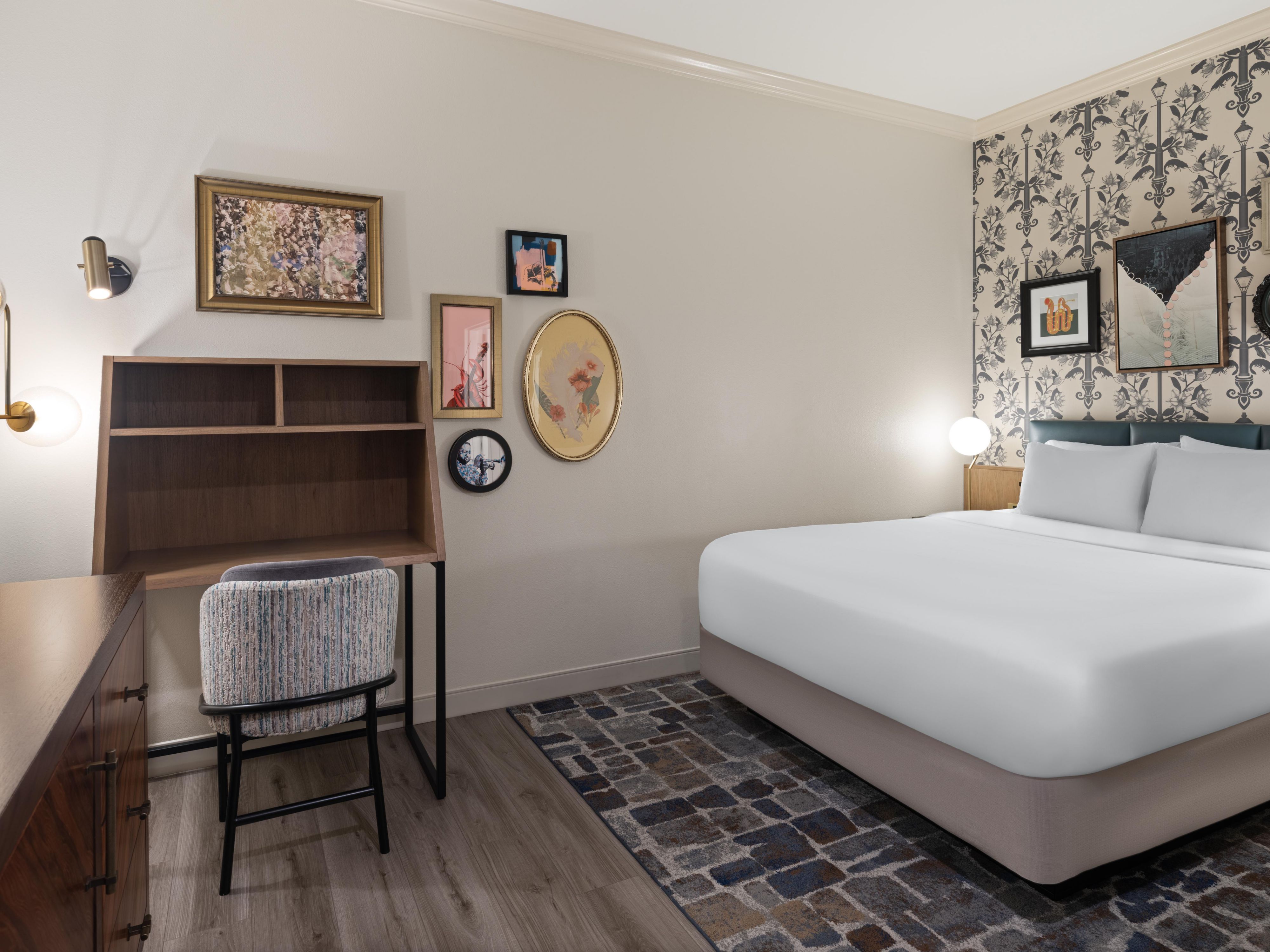 Relax in comfort with our cozy queen bed interior room!
