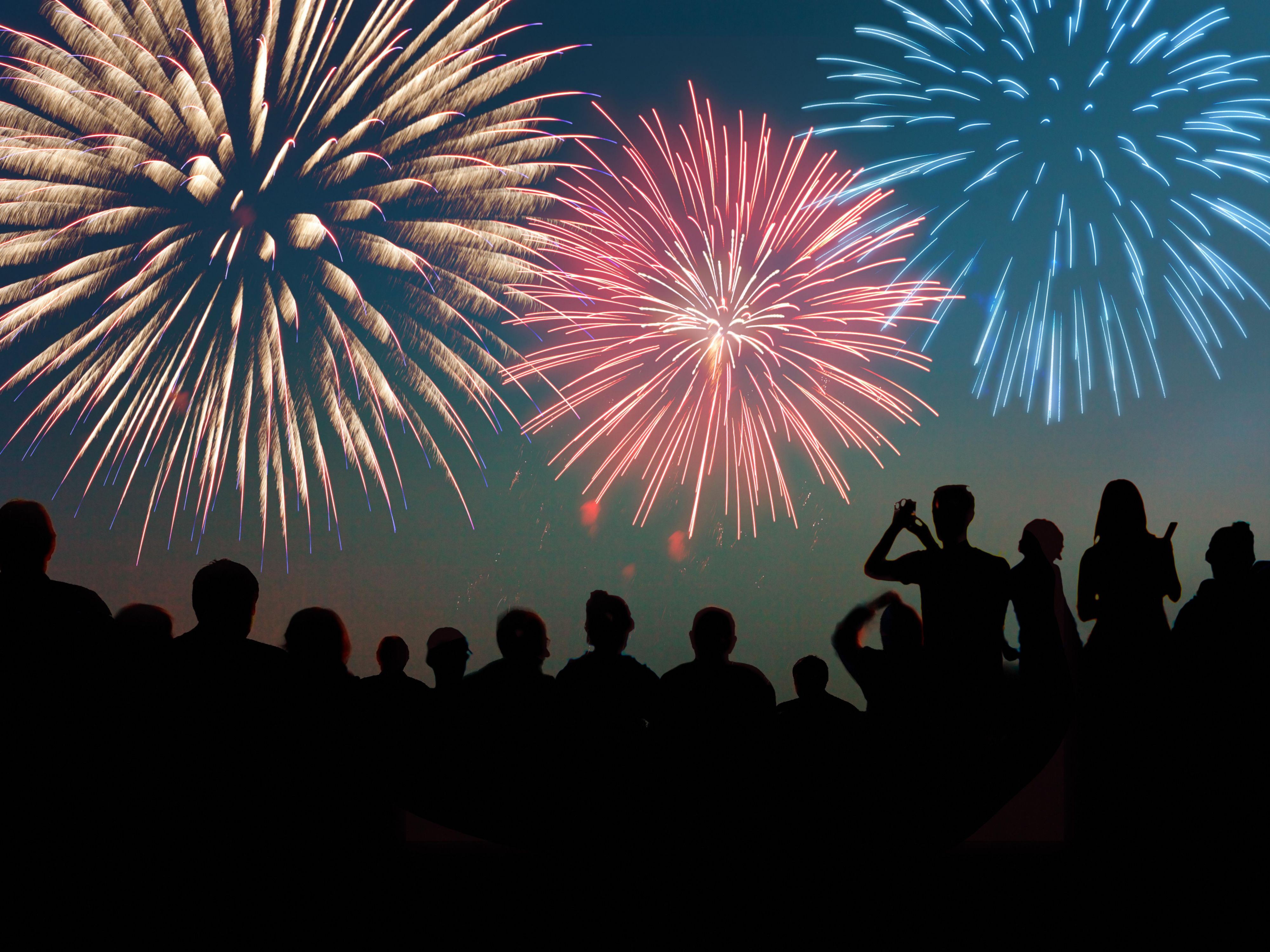 crowd watching a fireworks show