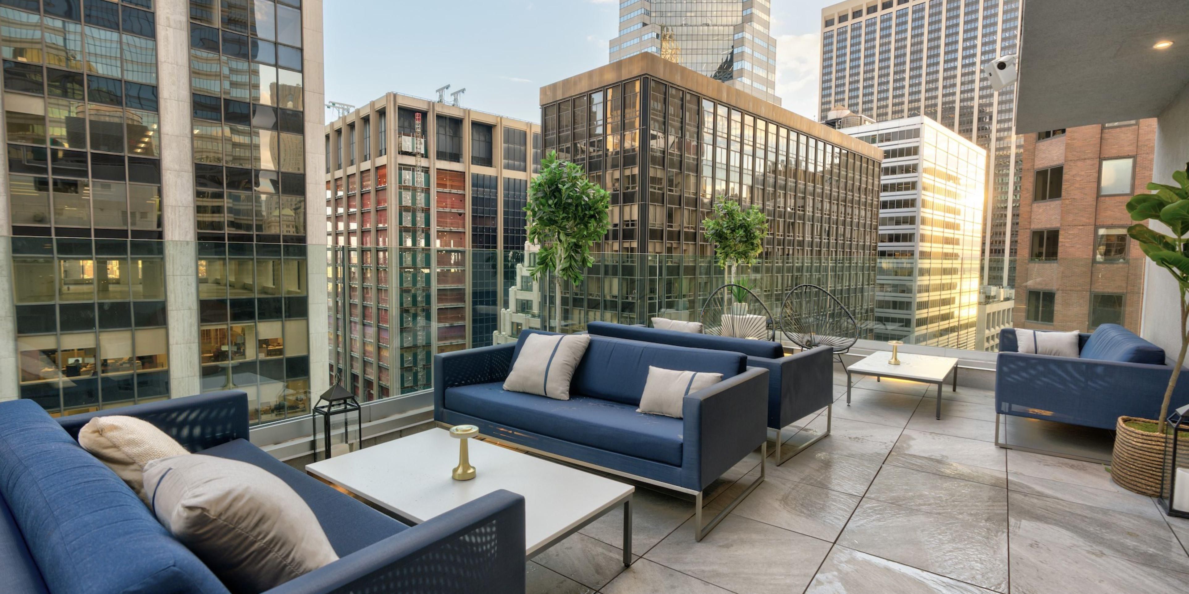 Lounge in style on our 26th floor rooftop bar