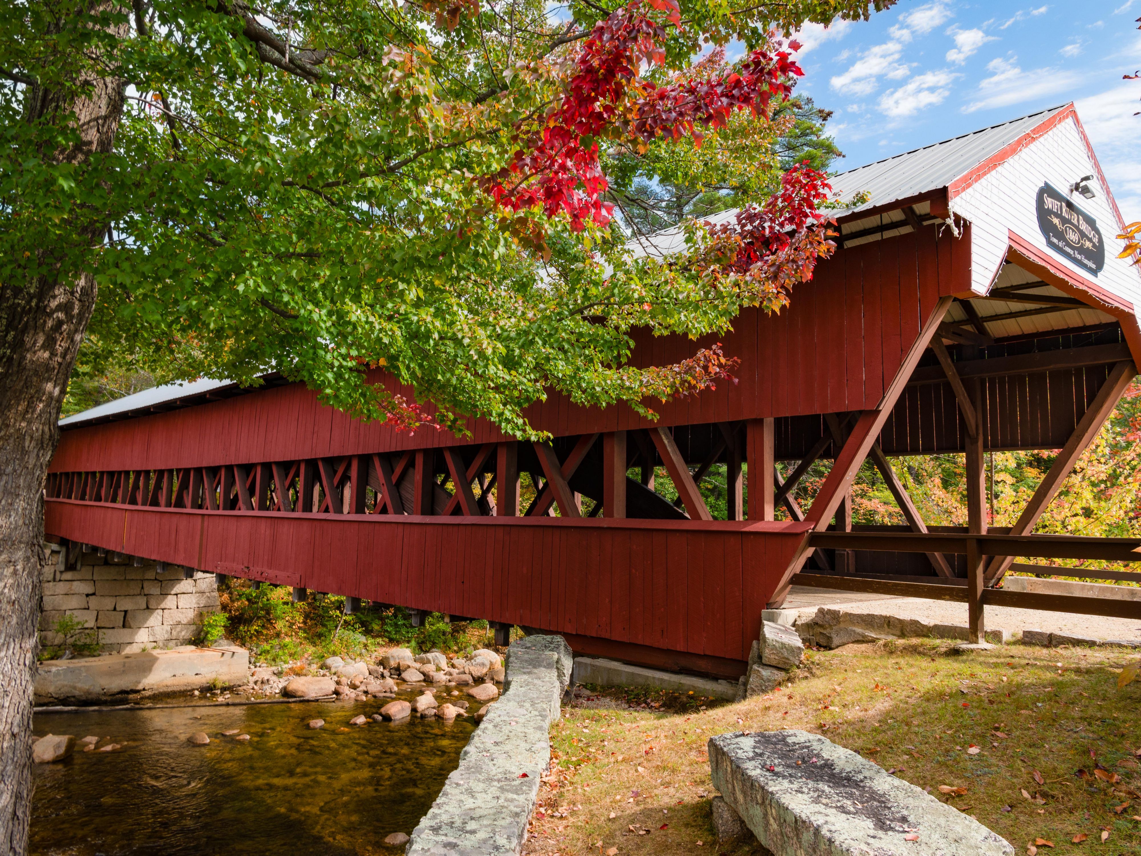 Drive through history at the Swift River Covered Bridge
