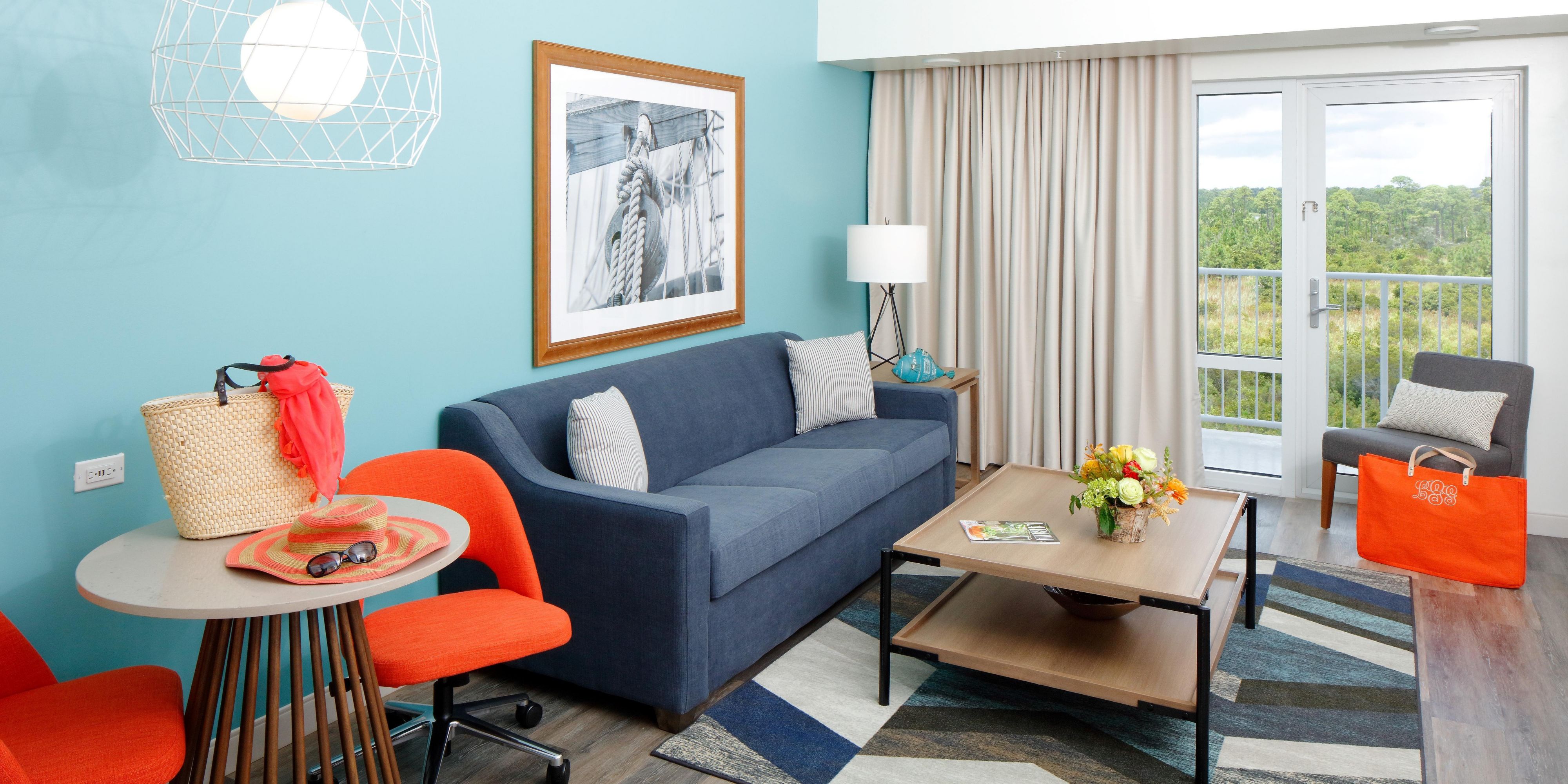 Our charming suite living rooms will help you unwind