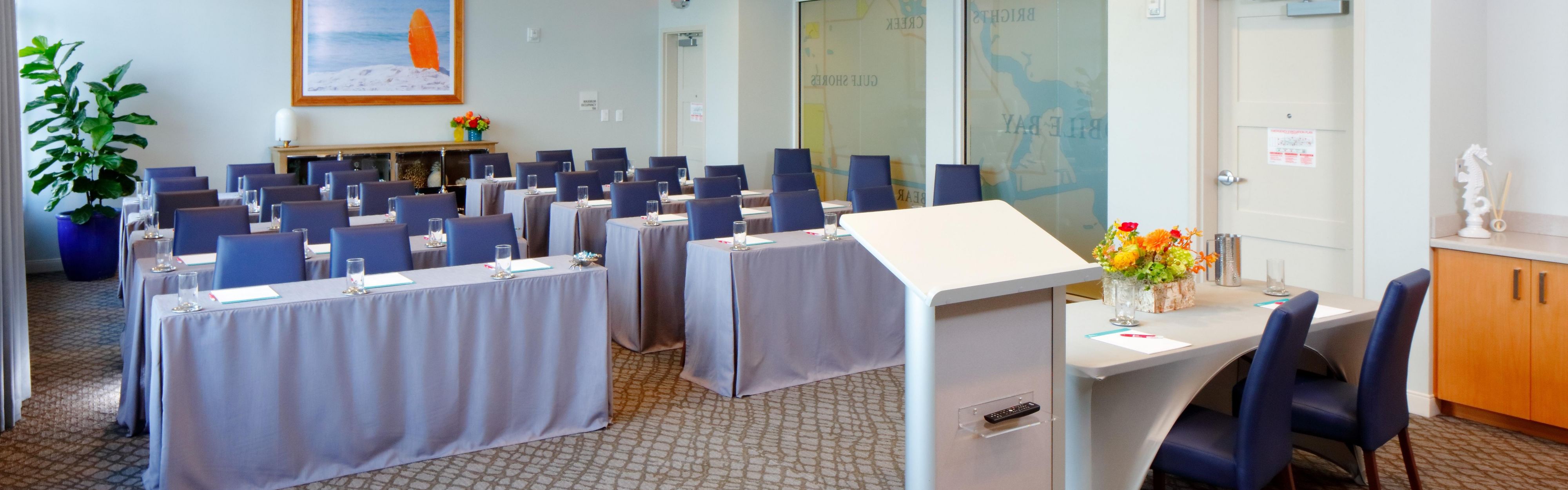 Coastal Map Room set classroom style, perfect for your next event