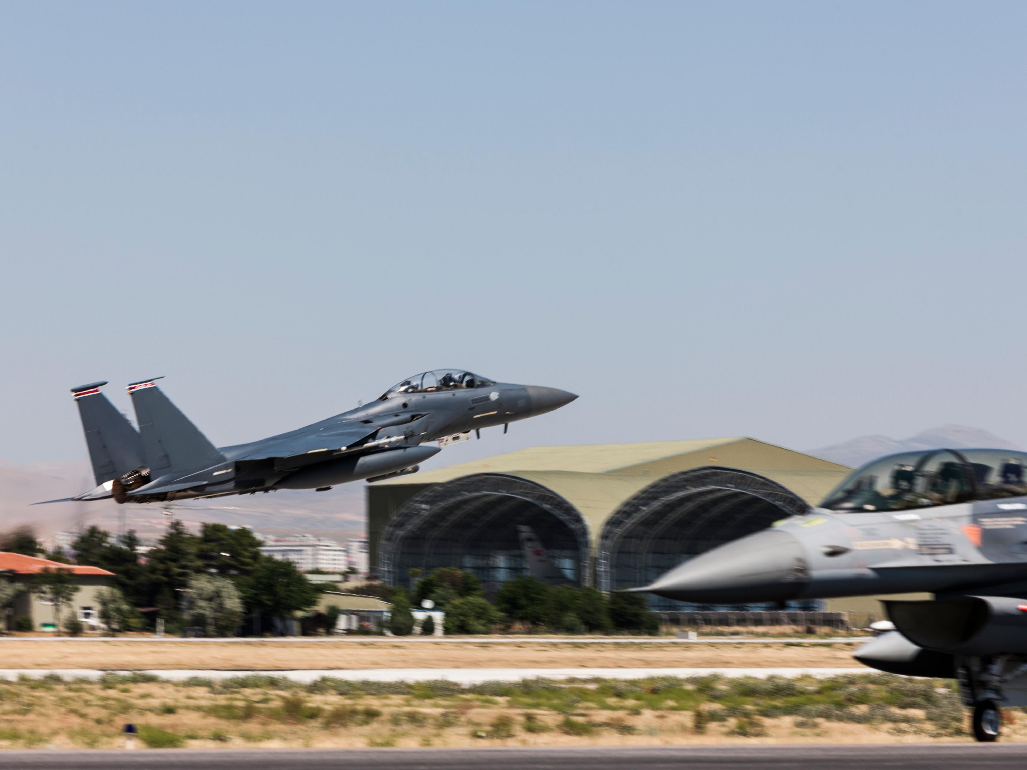 military airplane taking off