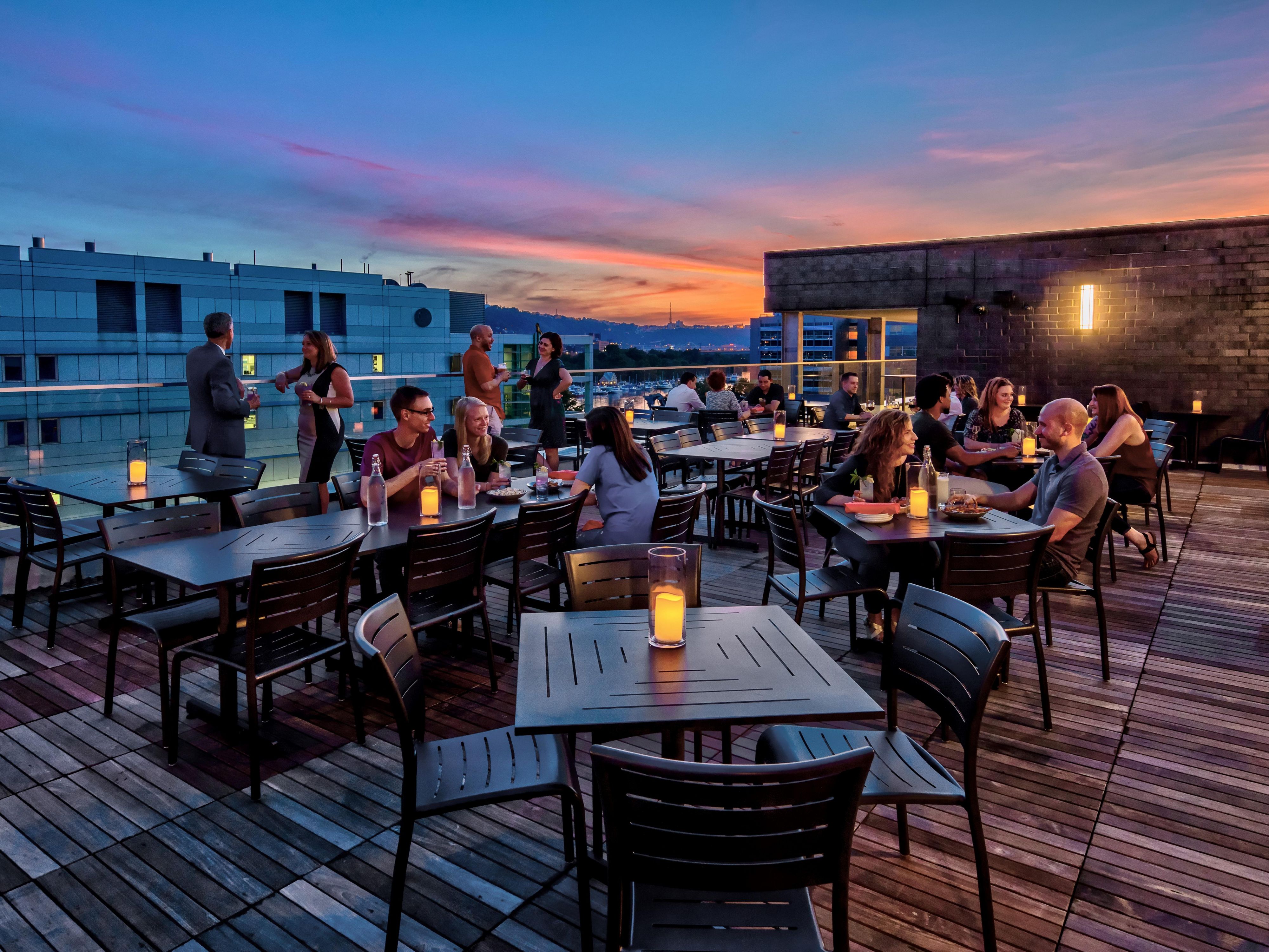 Experience the charm of our seasonal rooftop terrace with a unique ambiance, offering Monongahela River and iconic Hot Metal Bridge views. Enjoy delightful drinks and delicious menu items to complement the stunning vistas. Hours vary seasonally and are weather-dependent to ensure a wonderful experience.