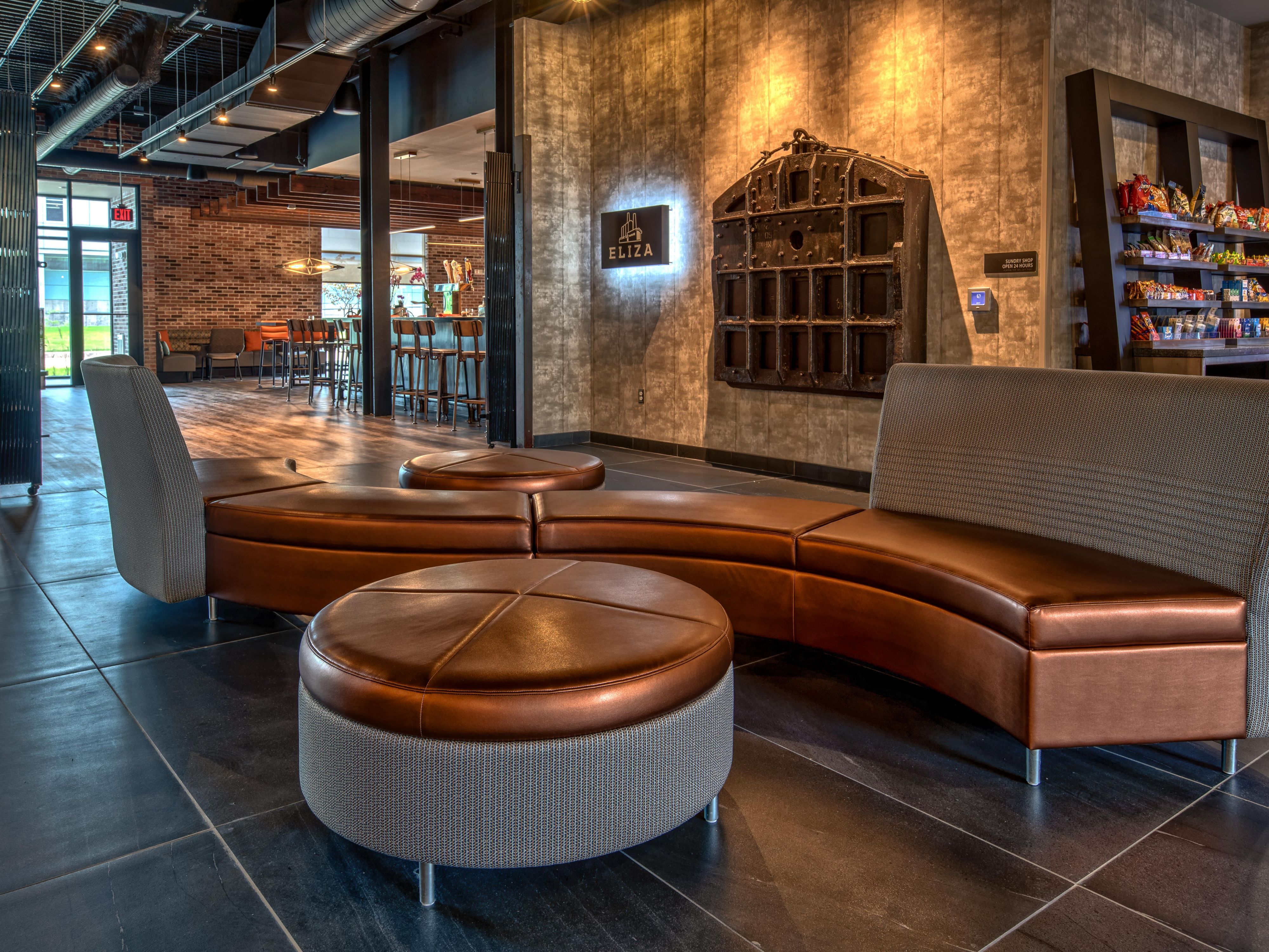 Lobby entrance to Eliza restaurant at Hotel Indigo Pitts Univ-Oak