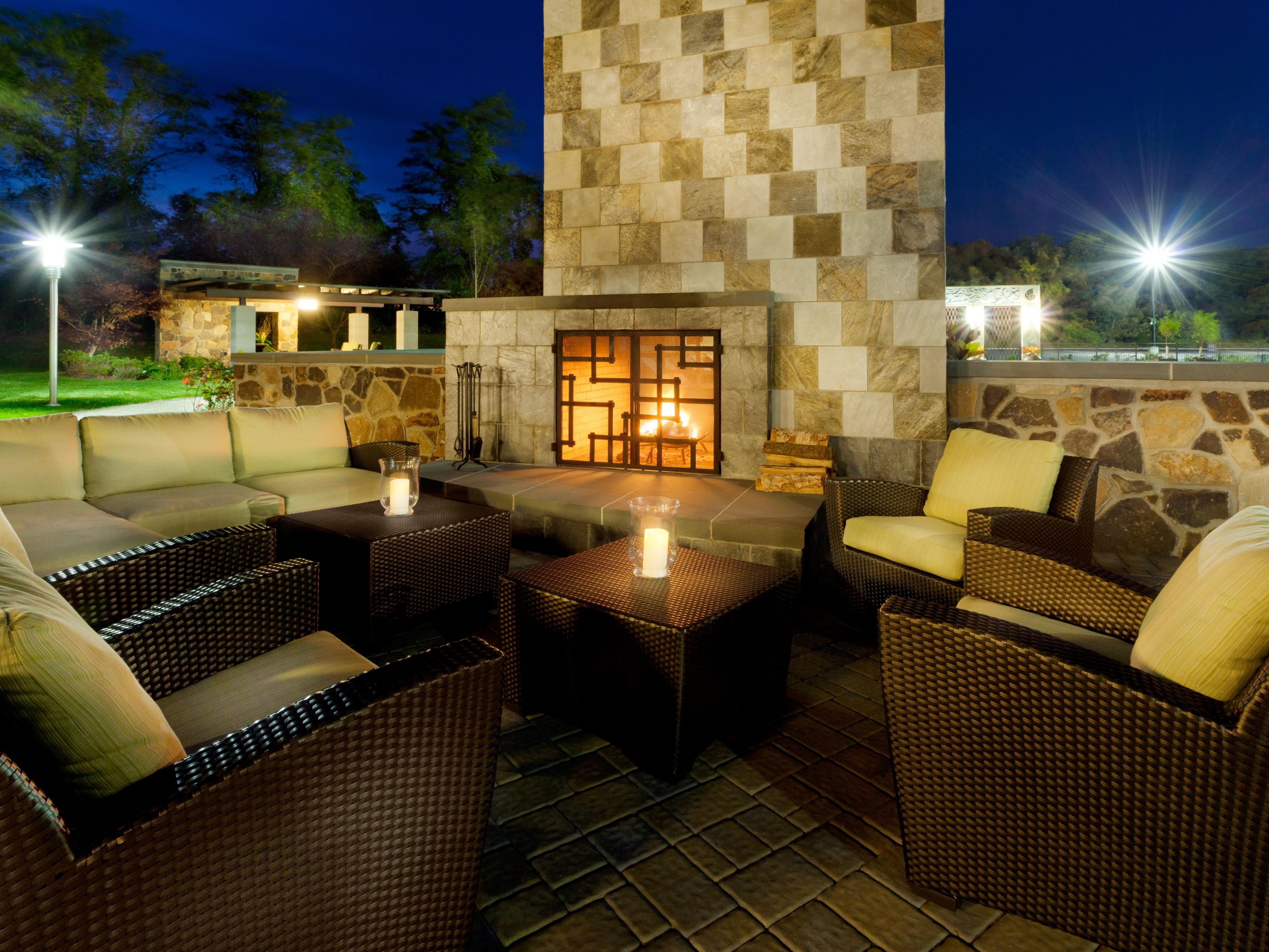 Hang out all night by the fire in the outdoor lounge area