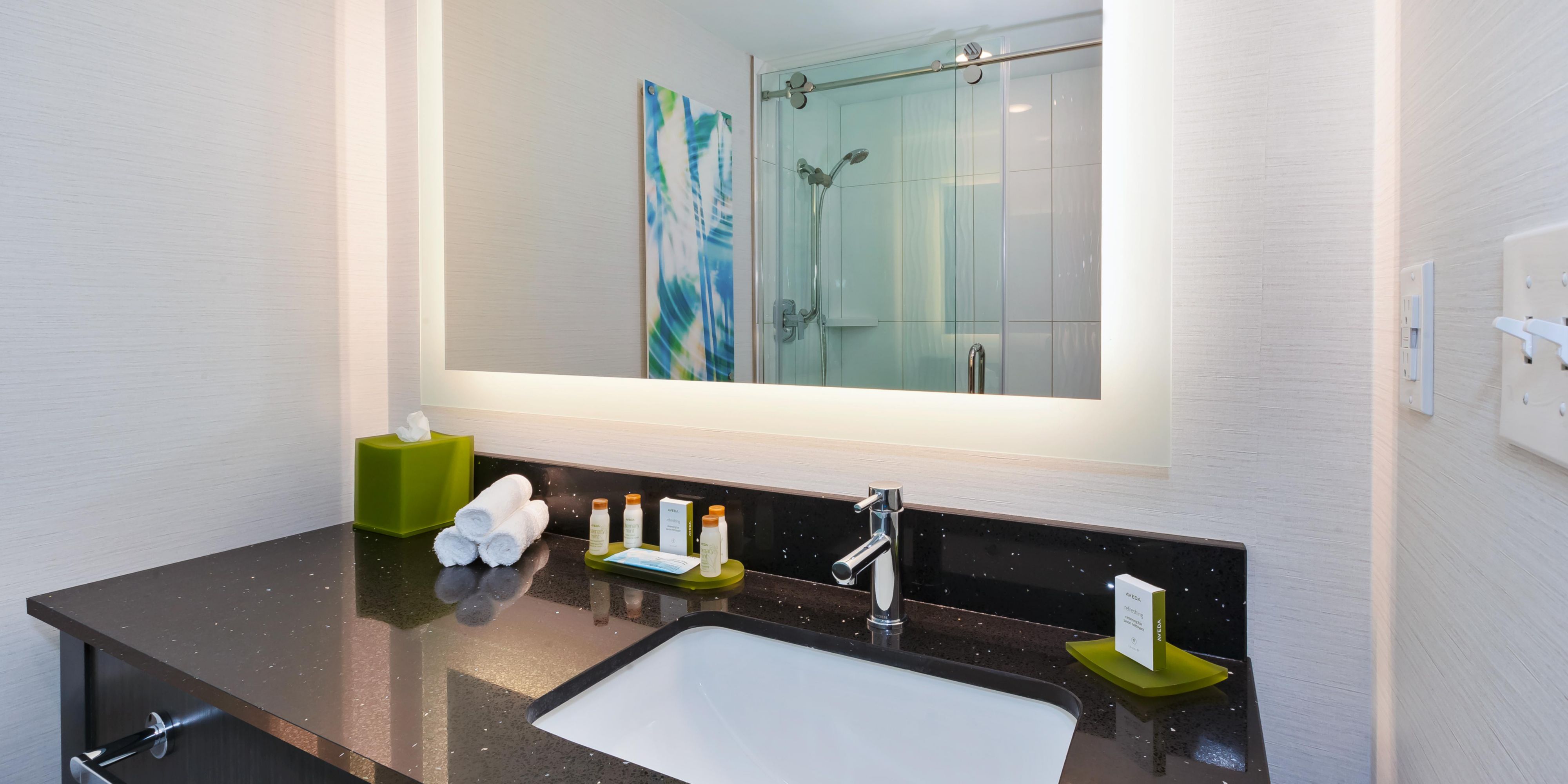 Find premium amenities in all guest bathrooms to help you refresh.