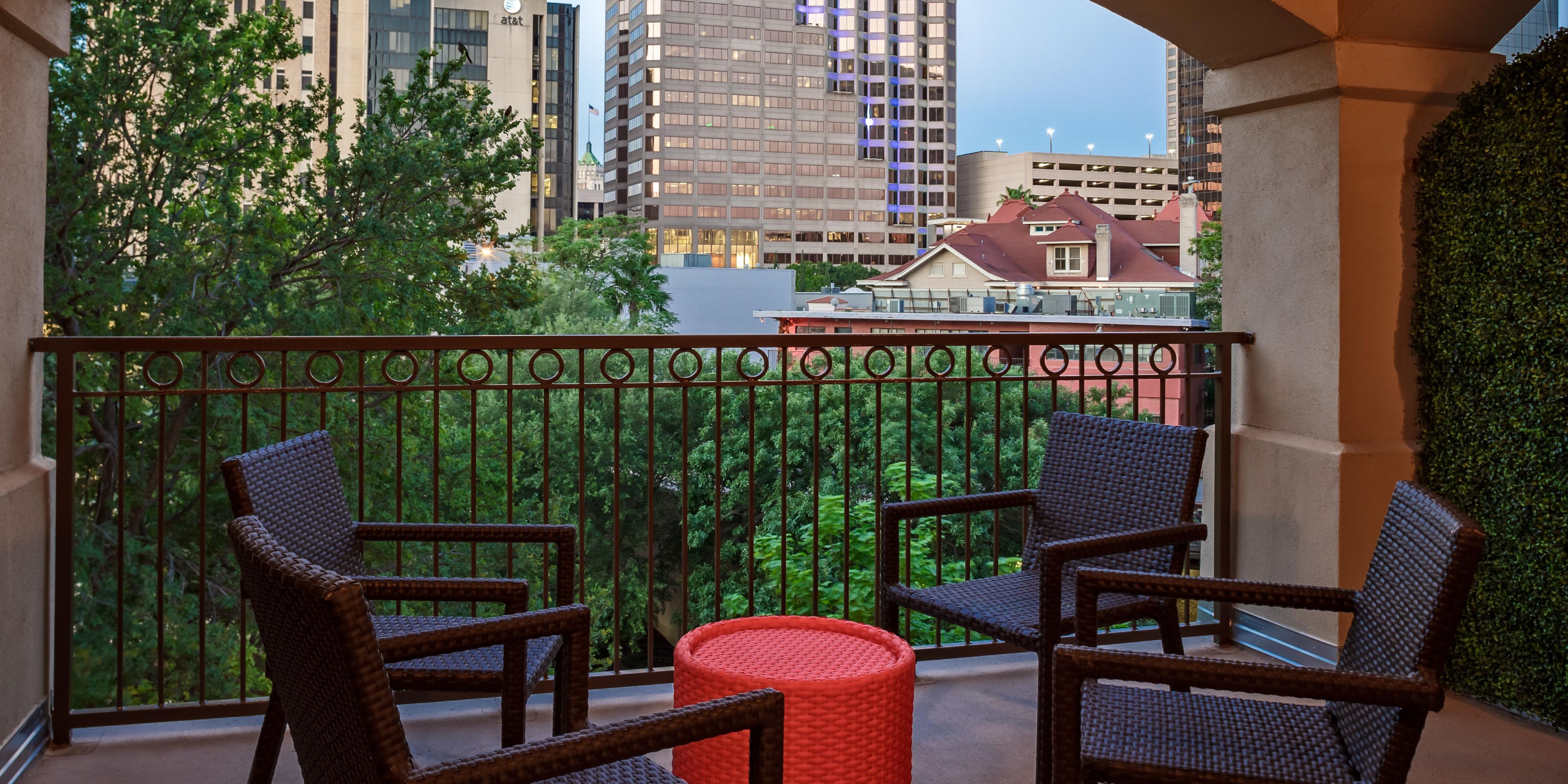 Double Queen guest balcony with vast views of downtown San Antonio