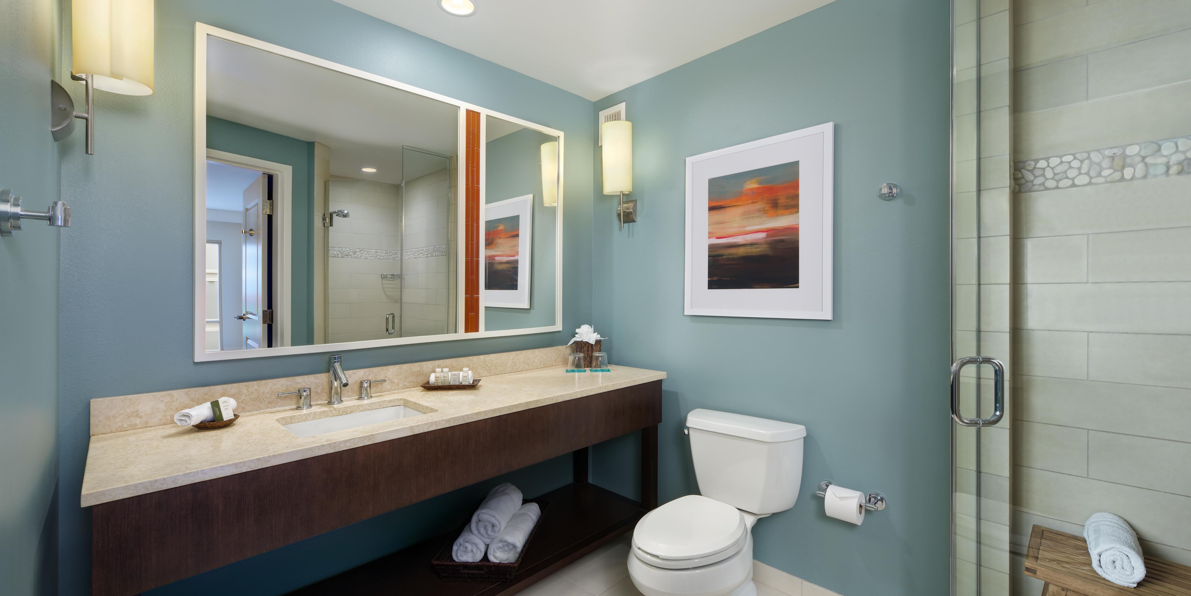 Enjoy our guest bathroom with spa-inspired shower.