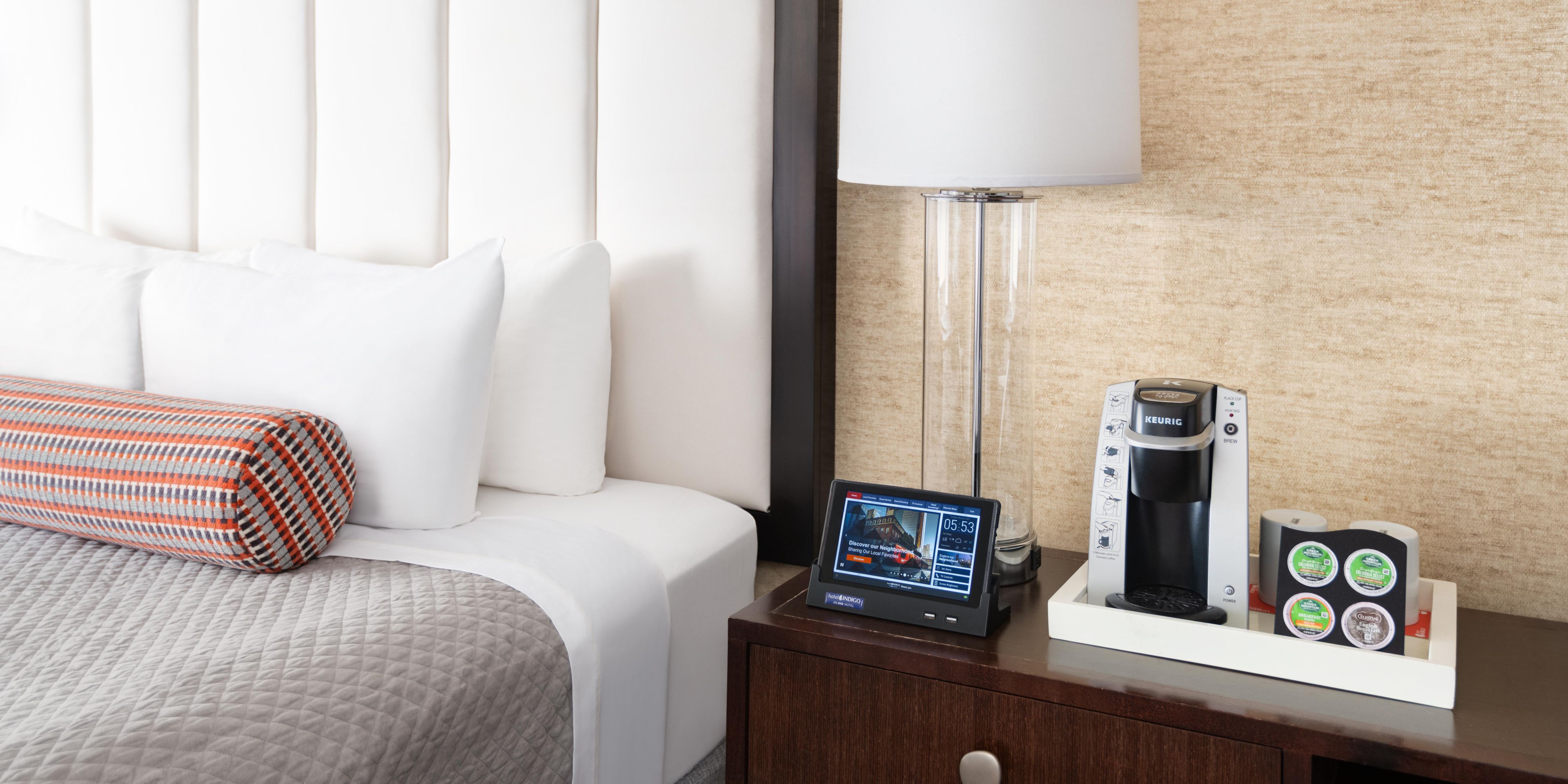 Grab a hot cup and explore the hotel features on our Crave tablet.