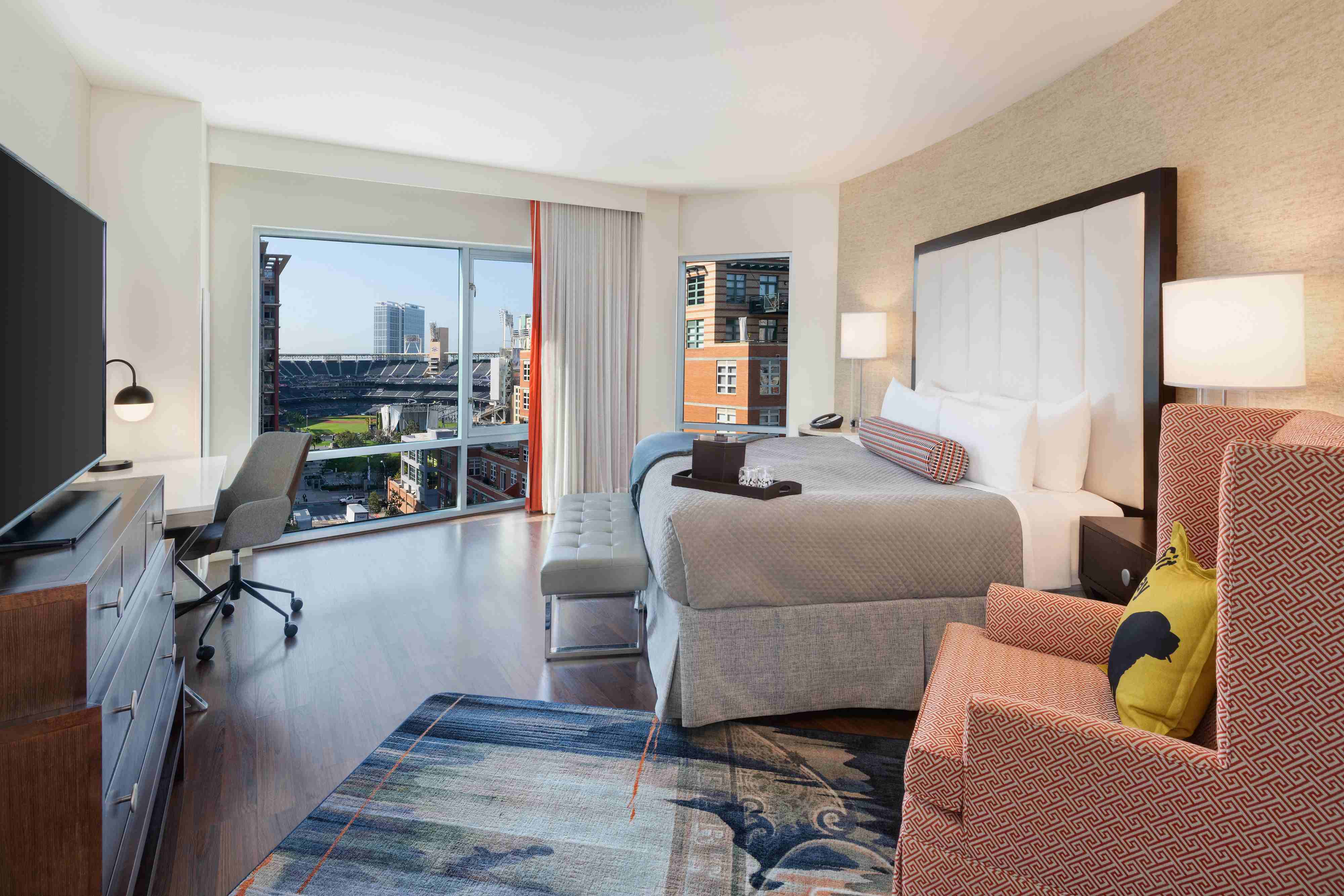 Guest room with view of the Padres Baseball Stadium