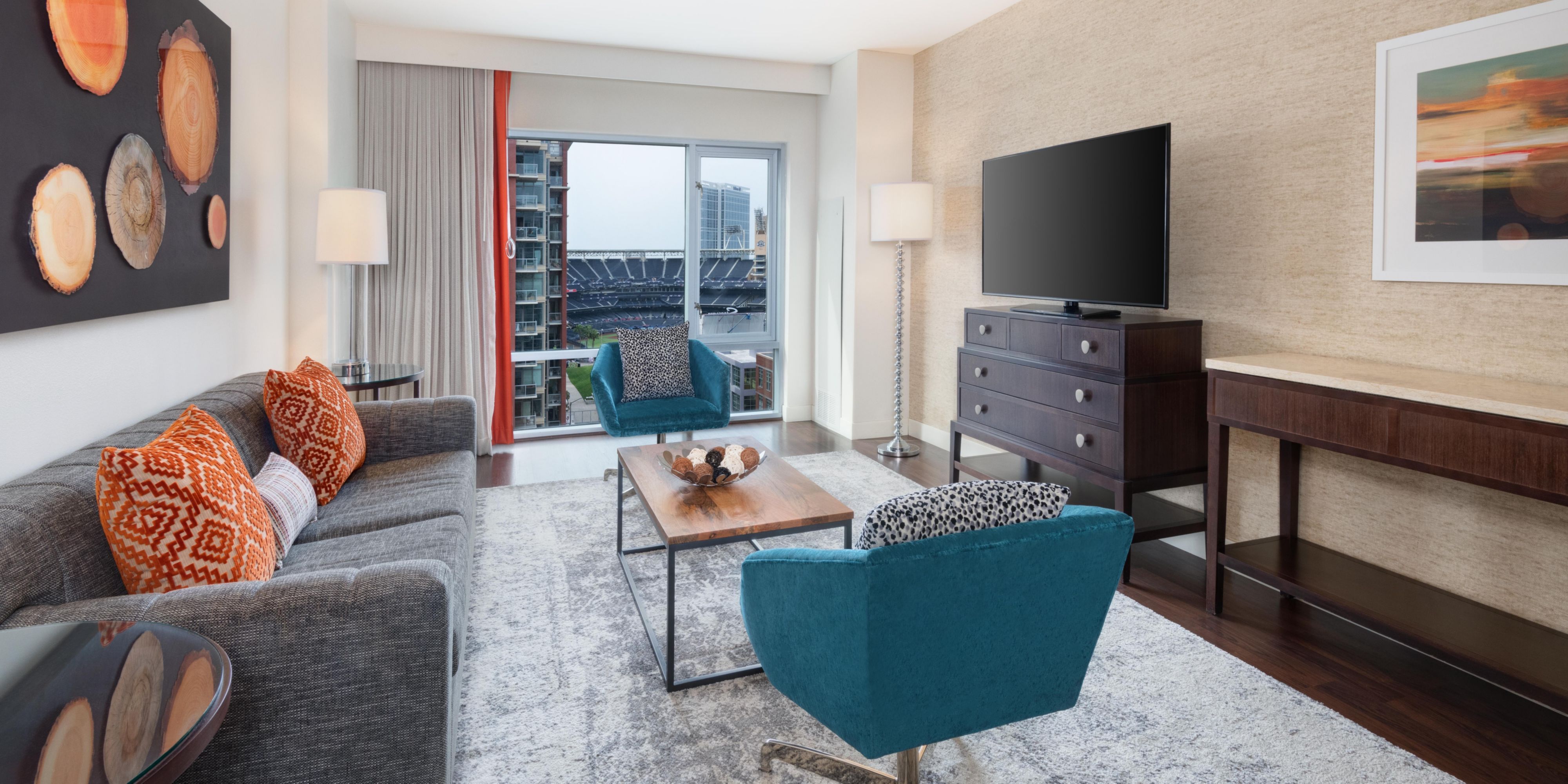 Recharge in your spacious suite with a separate living area.