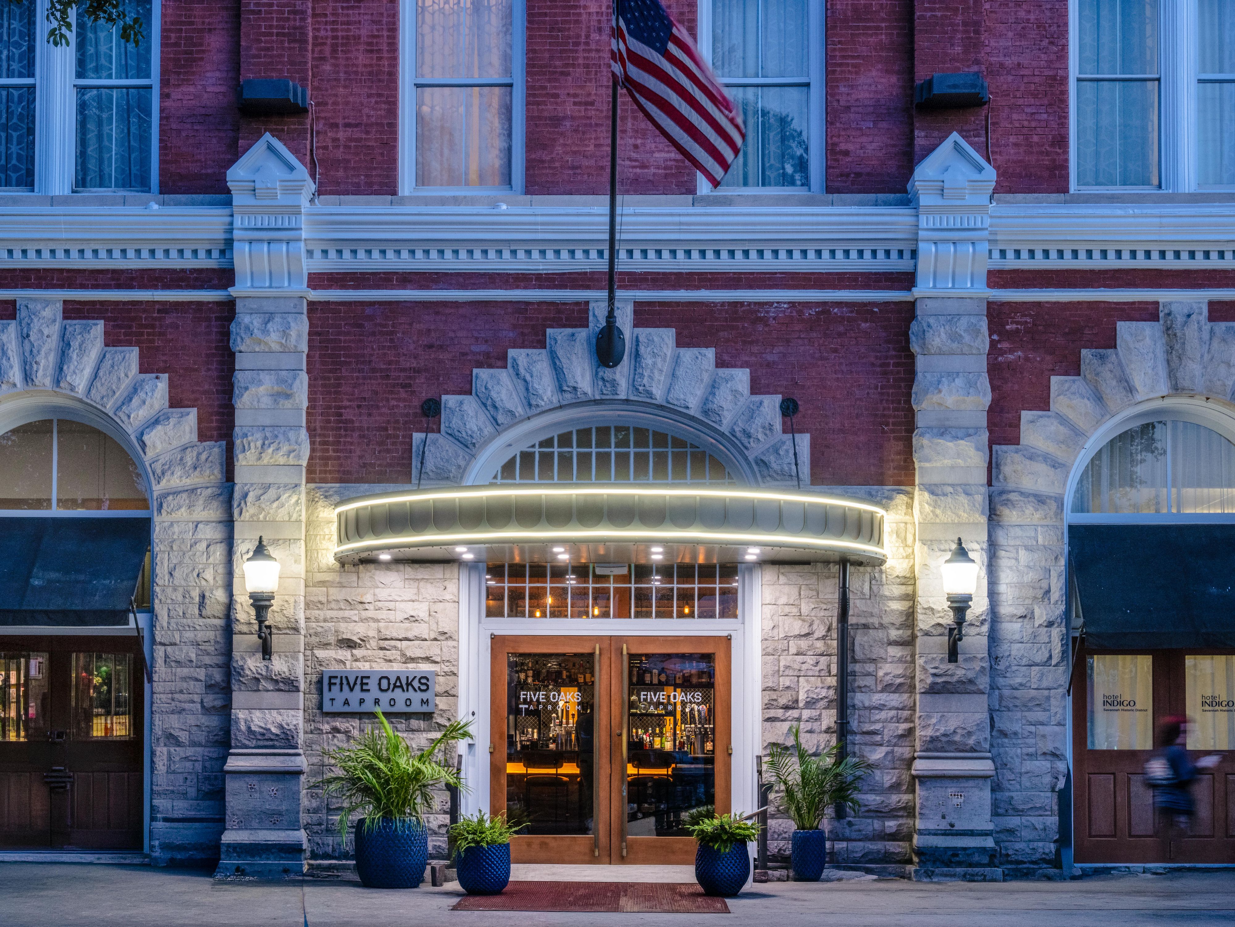 Sit down to a meal at Five Oaks Taproom.