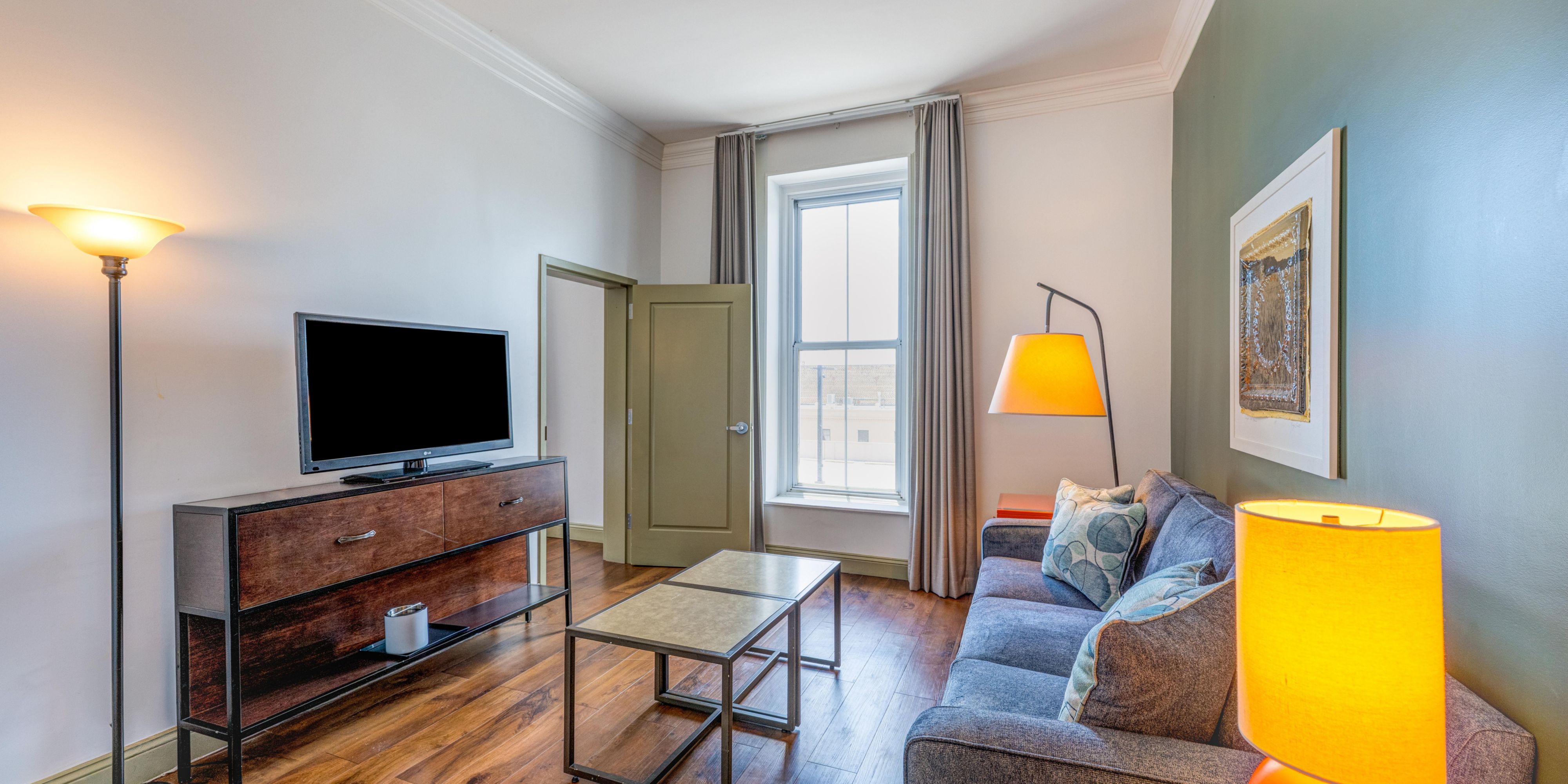 Spread out on the sofa in your two-bedroom suite.