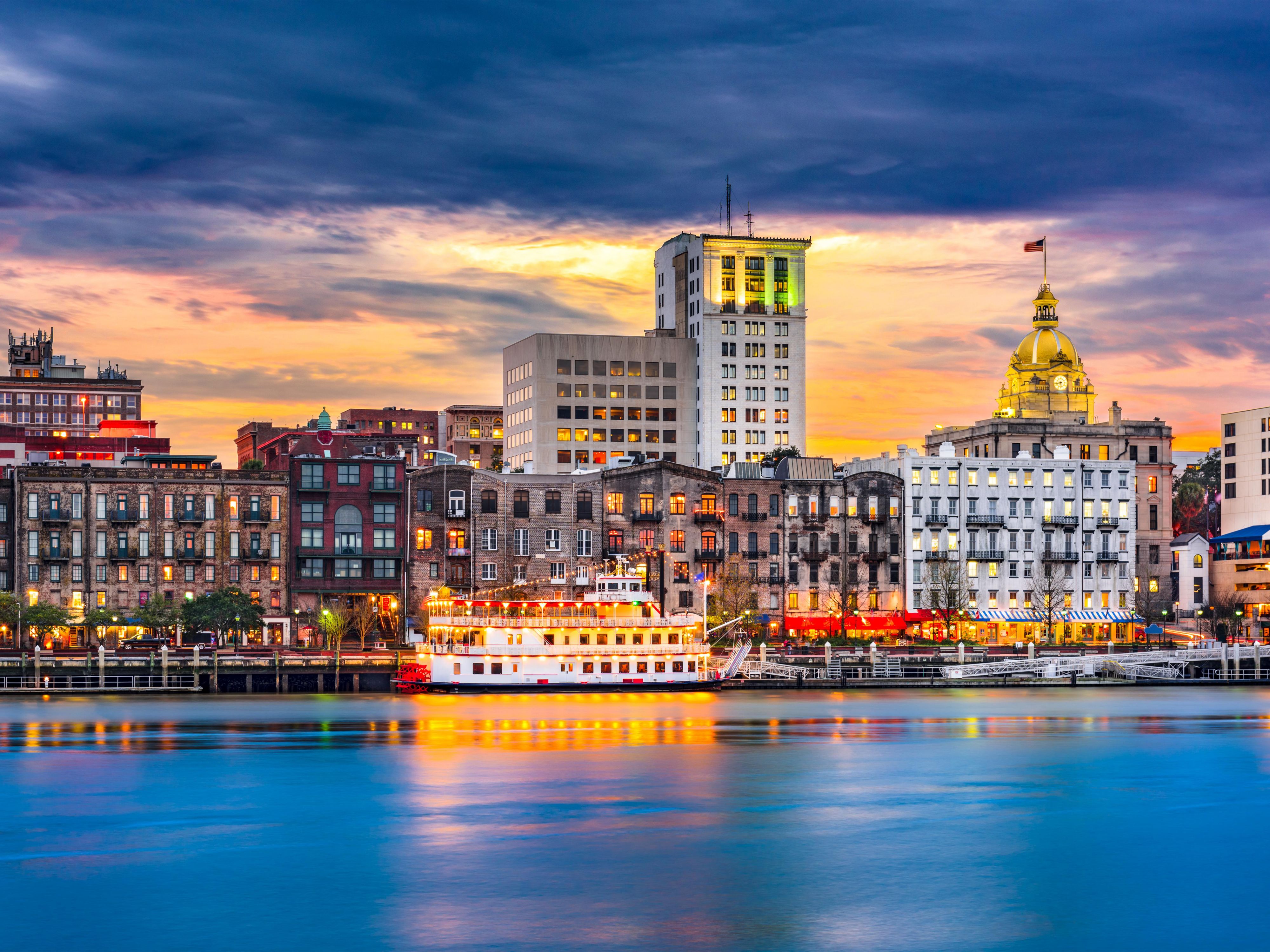 Take a ferry and experience the Historic Savannah city scape.
