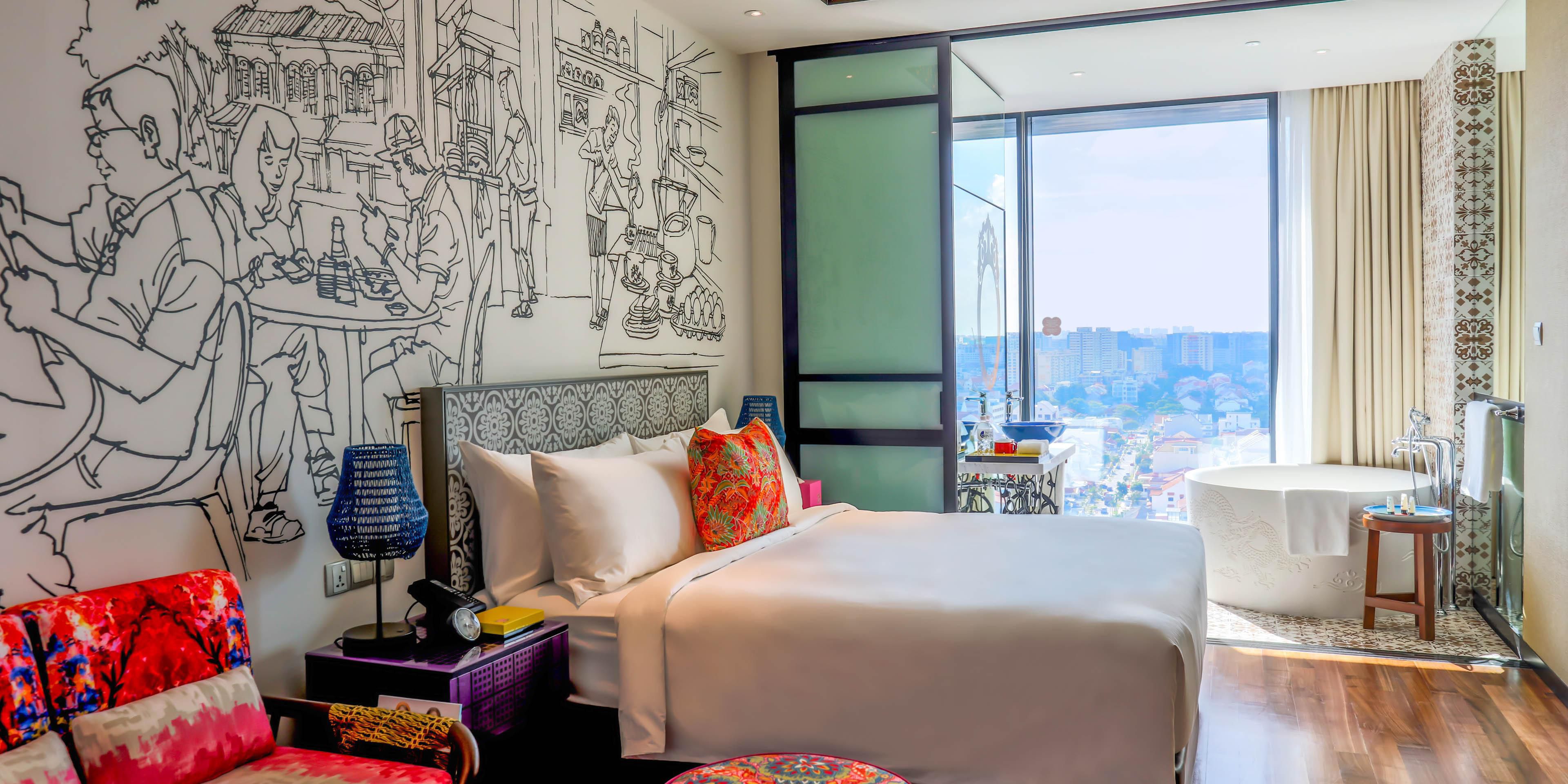 Premier Rooms with Bath feature a dragon embossed bathub