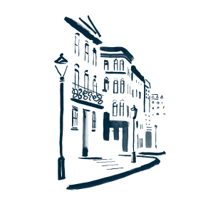 Hotel Indigo hình phác họa cảnh đường phố