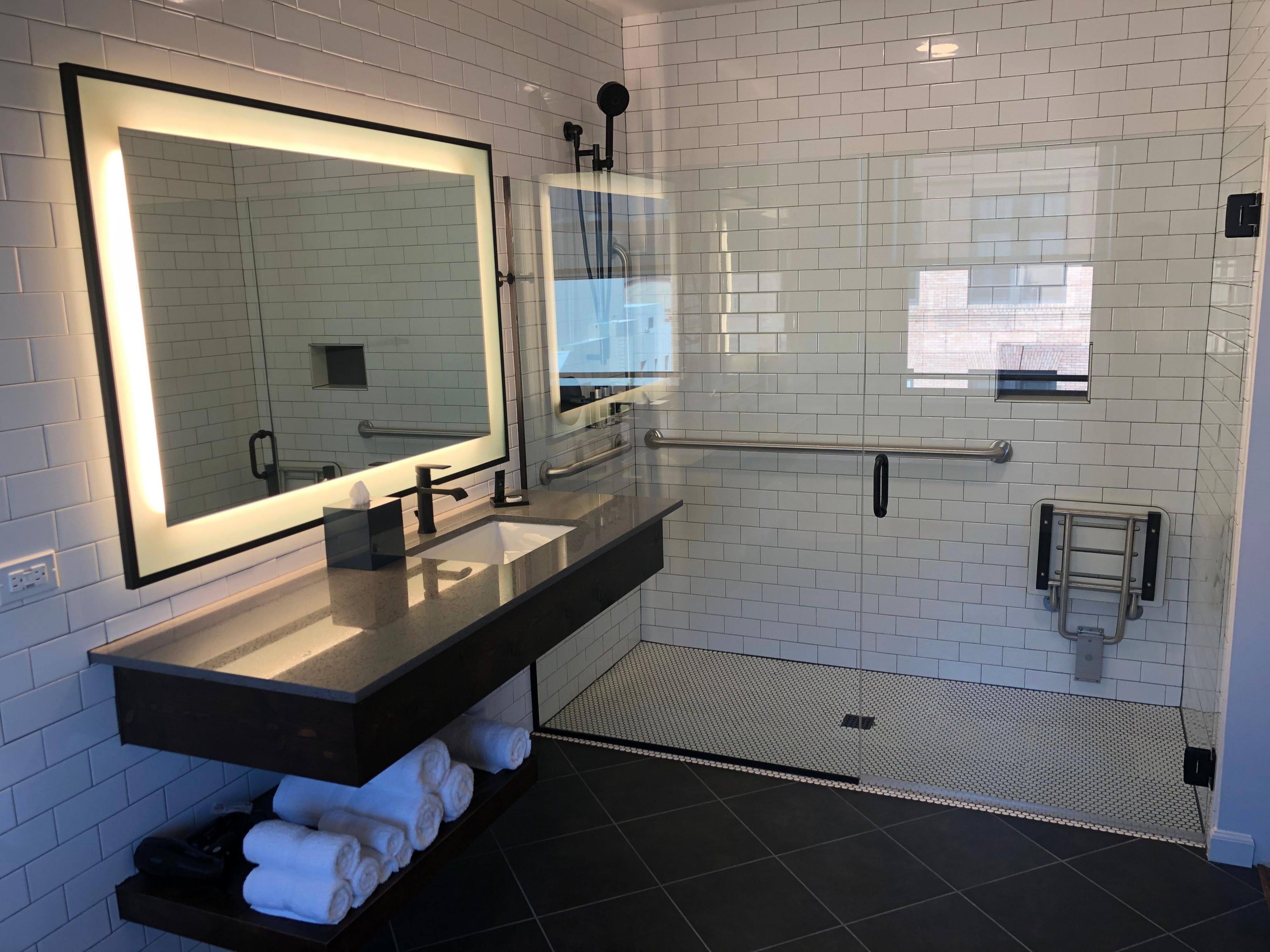 Get ready for the day in our spacious guest bathroom.