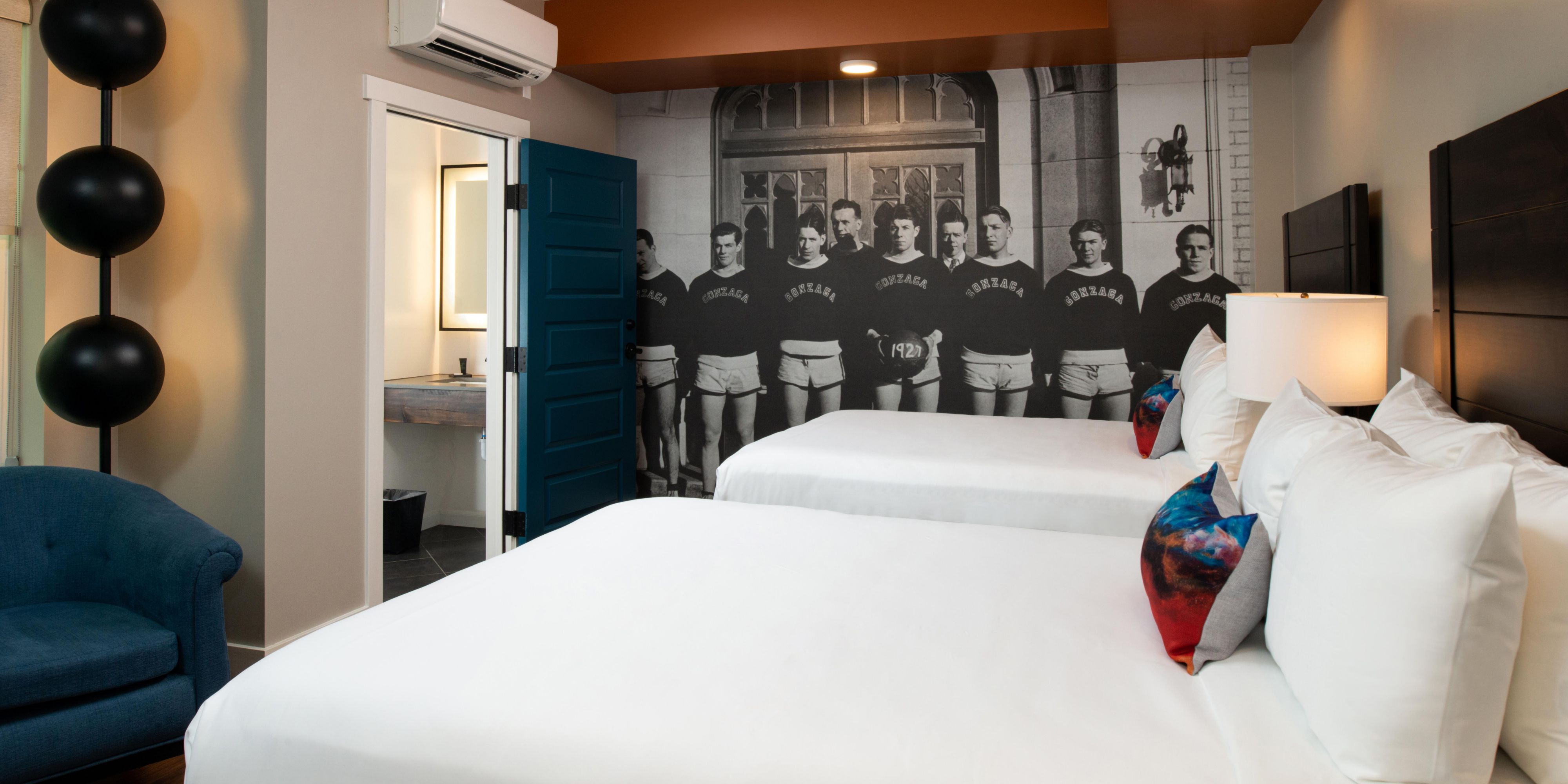 Hotel Indigo Spokane. Family suite with two queen beds. 