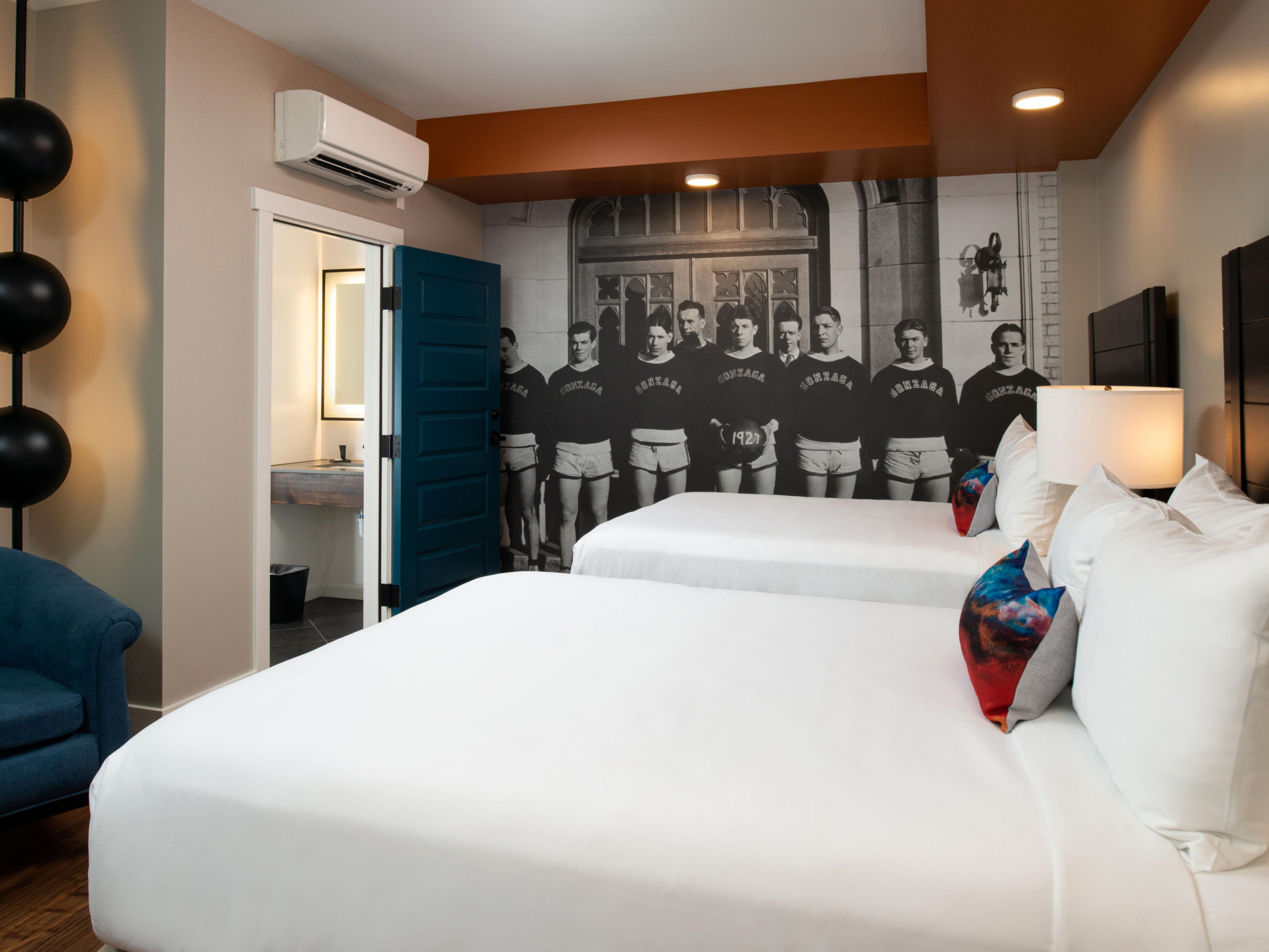 Hotel Indigo Spokane. Family suite with two queen beds. 