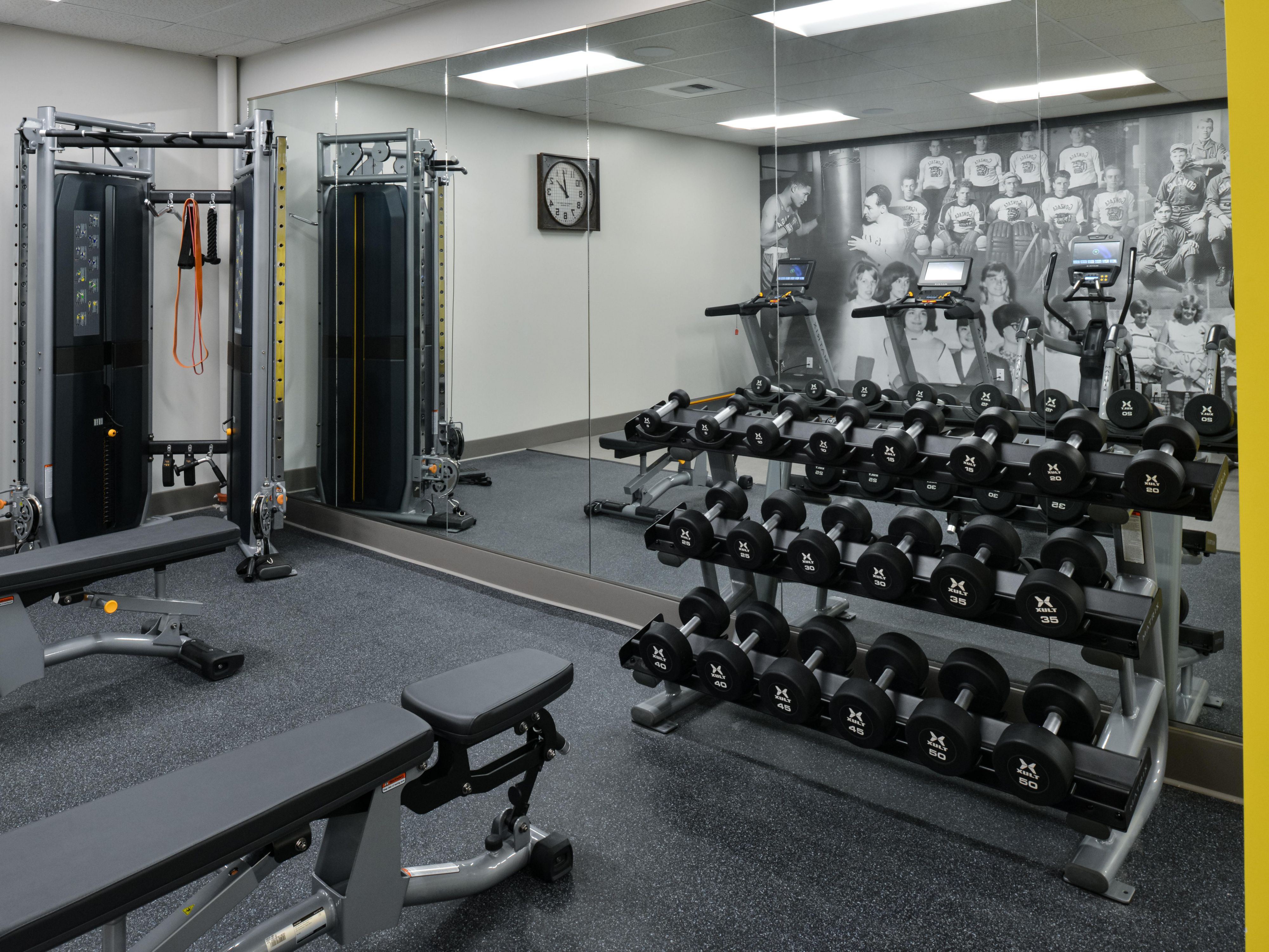 24 hour fitness center with a great selection of equipment.