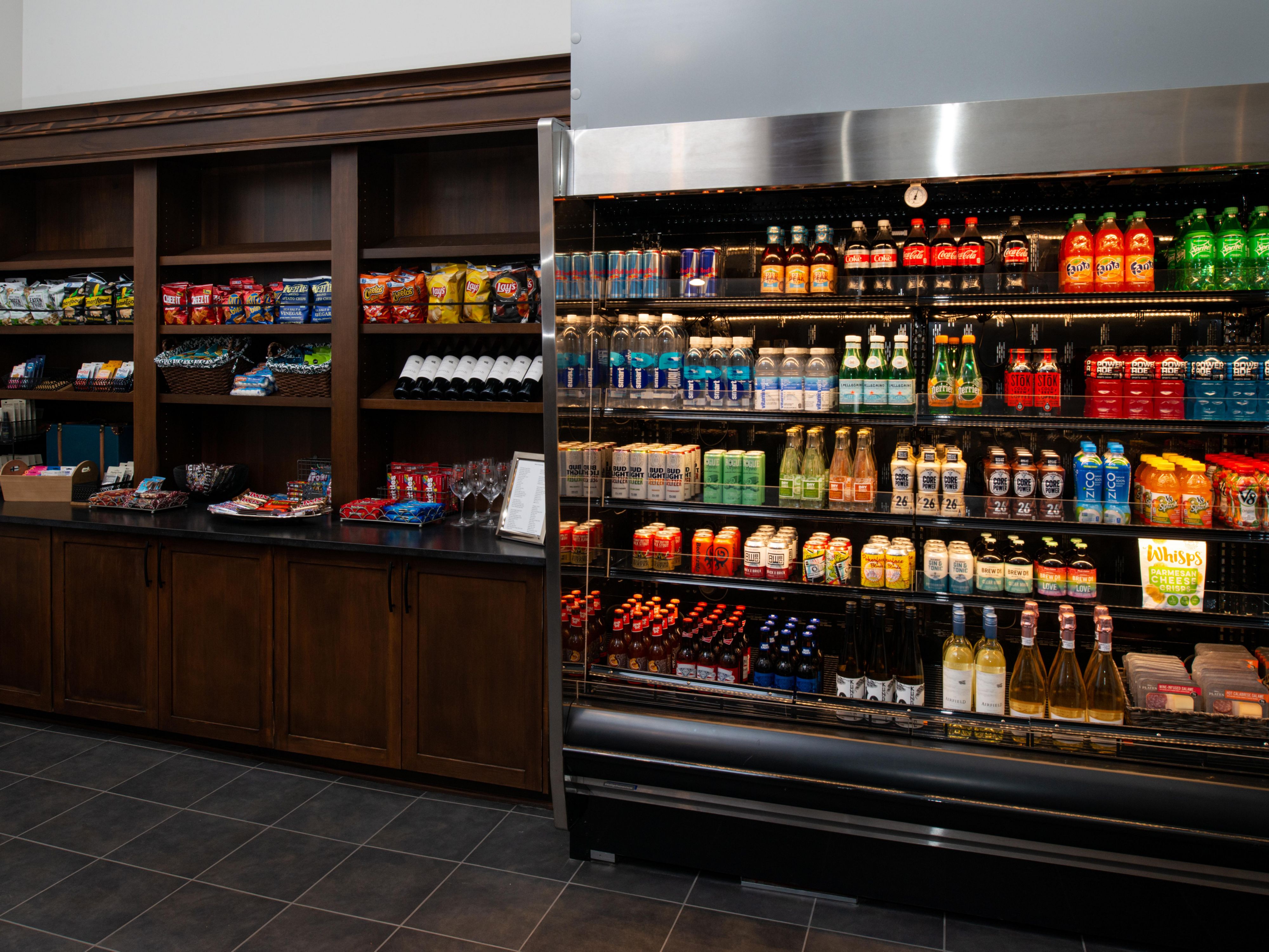 Grab snacks, drinks, and essentials at our market
