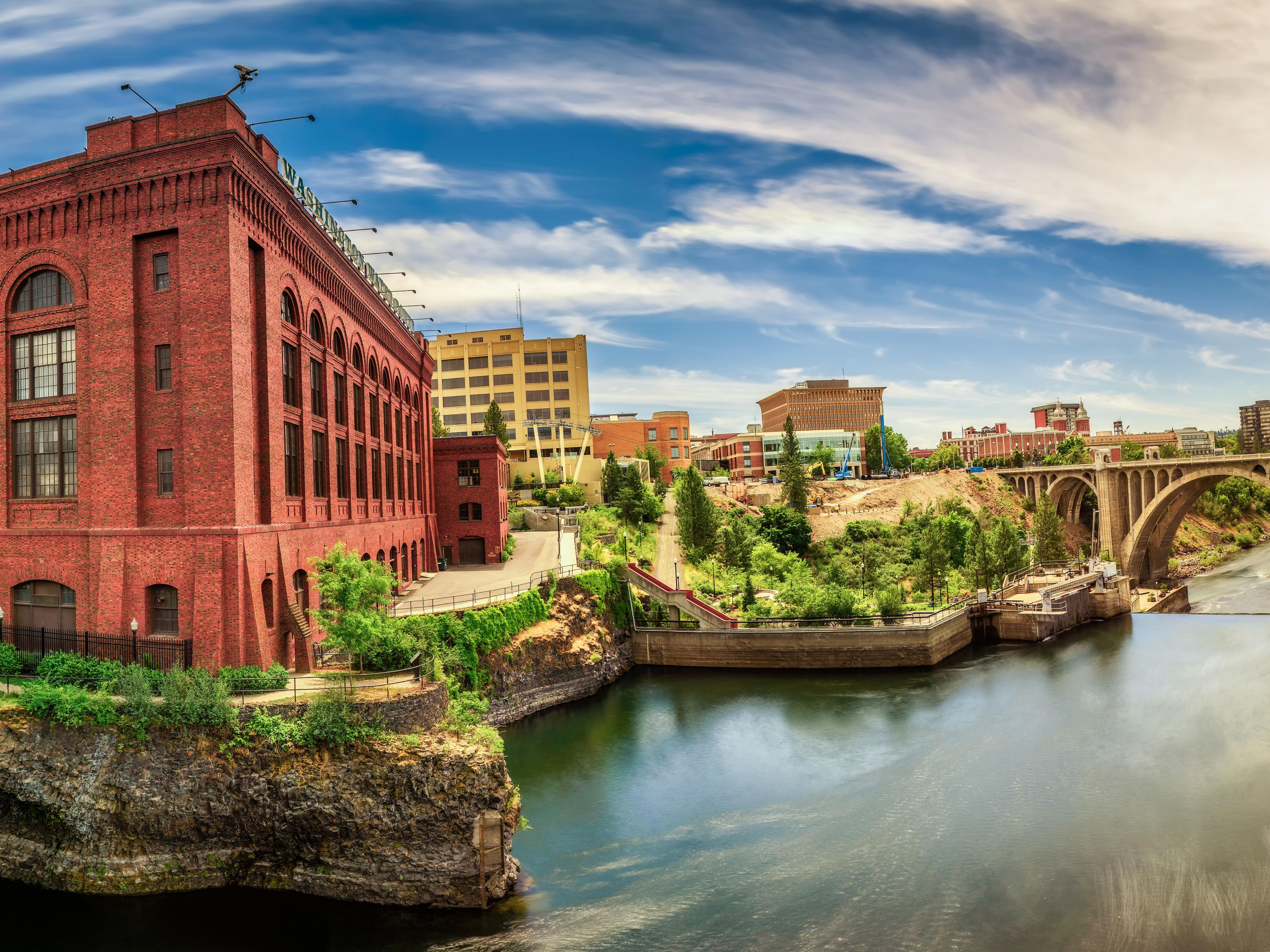 Washington Water Power building & Monroe St Bridge in downtown