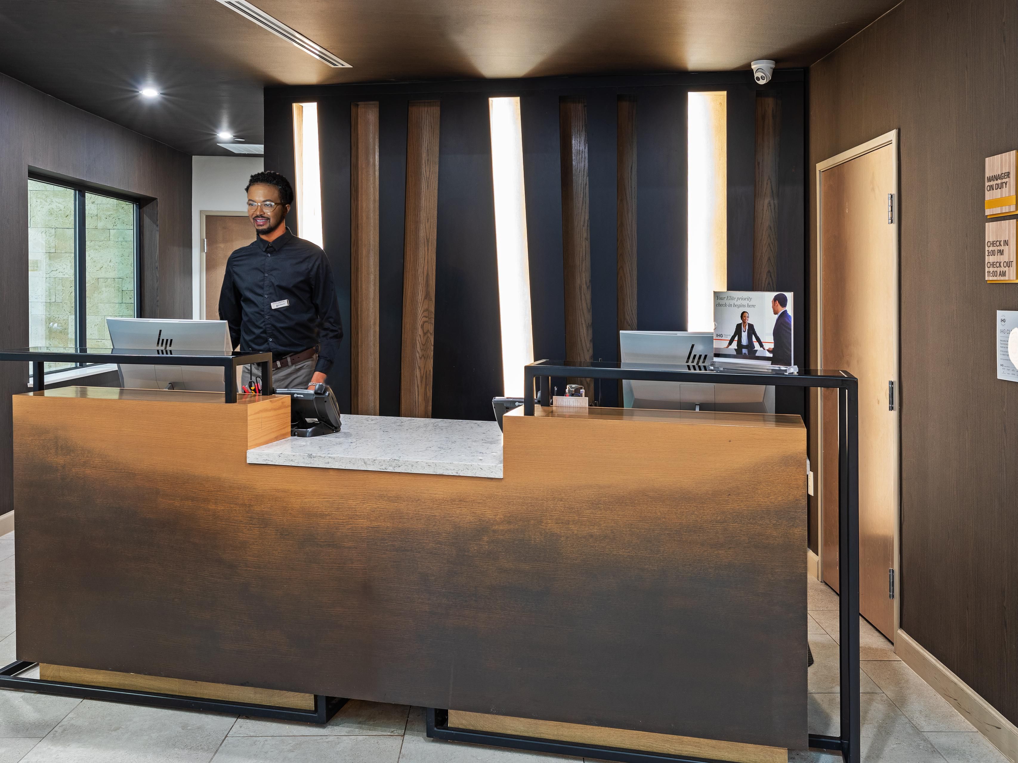 The Front Desk where expert and friendly staff are ready to help.