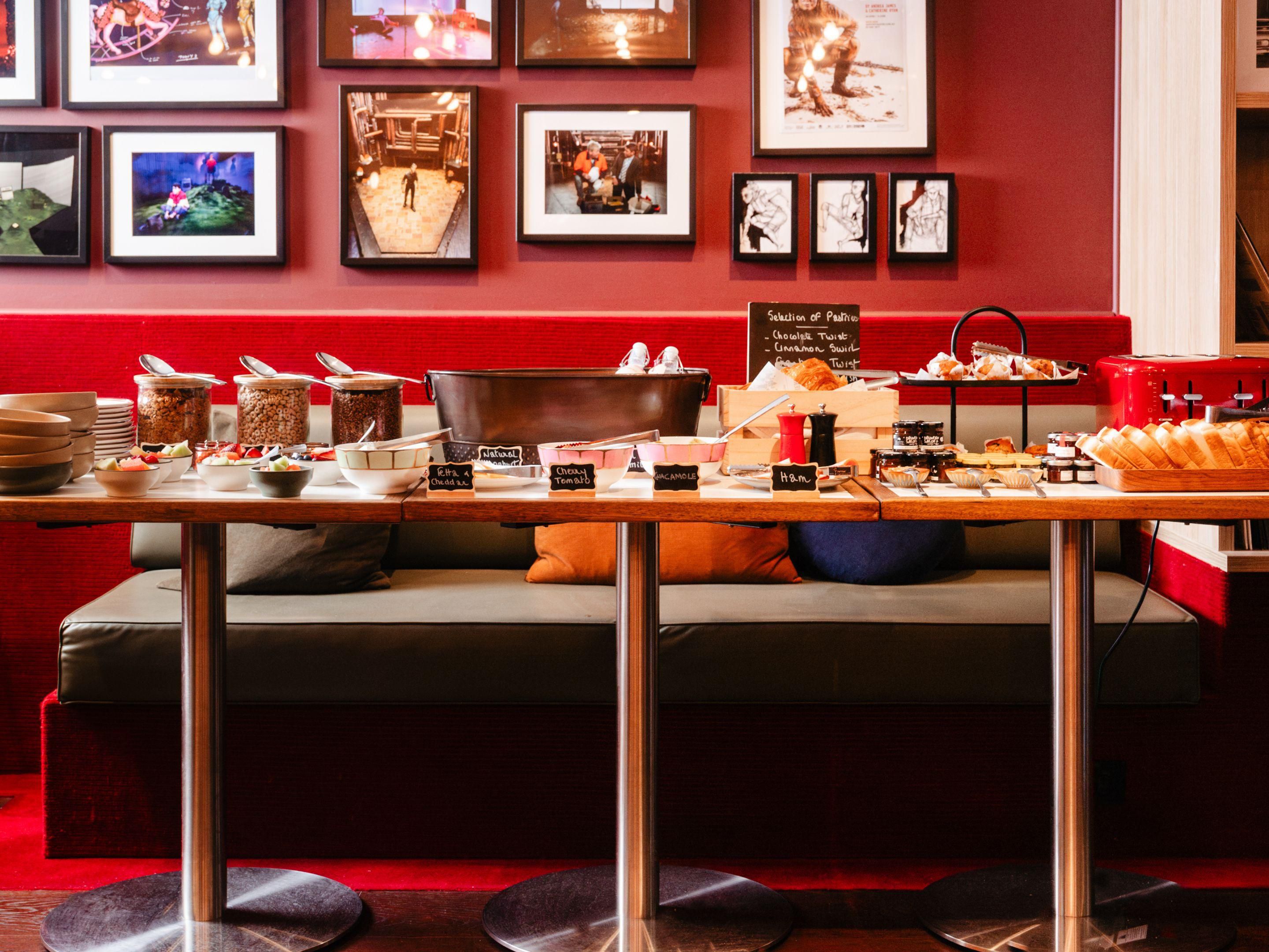 Choose from an assortment of cereals and pastries at The X