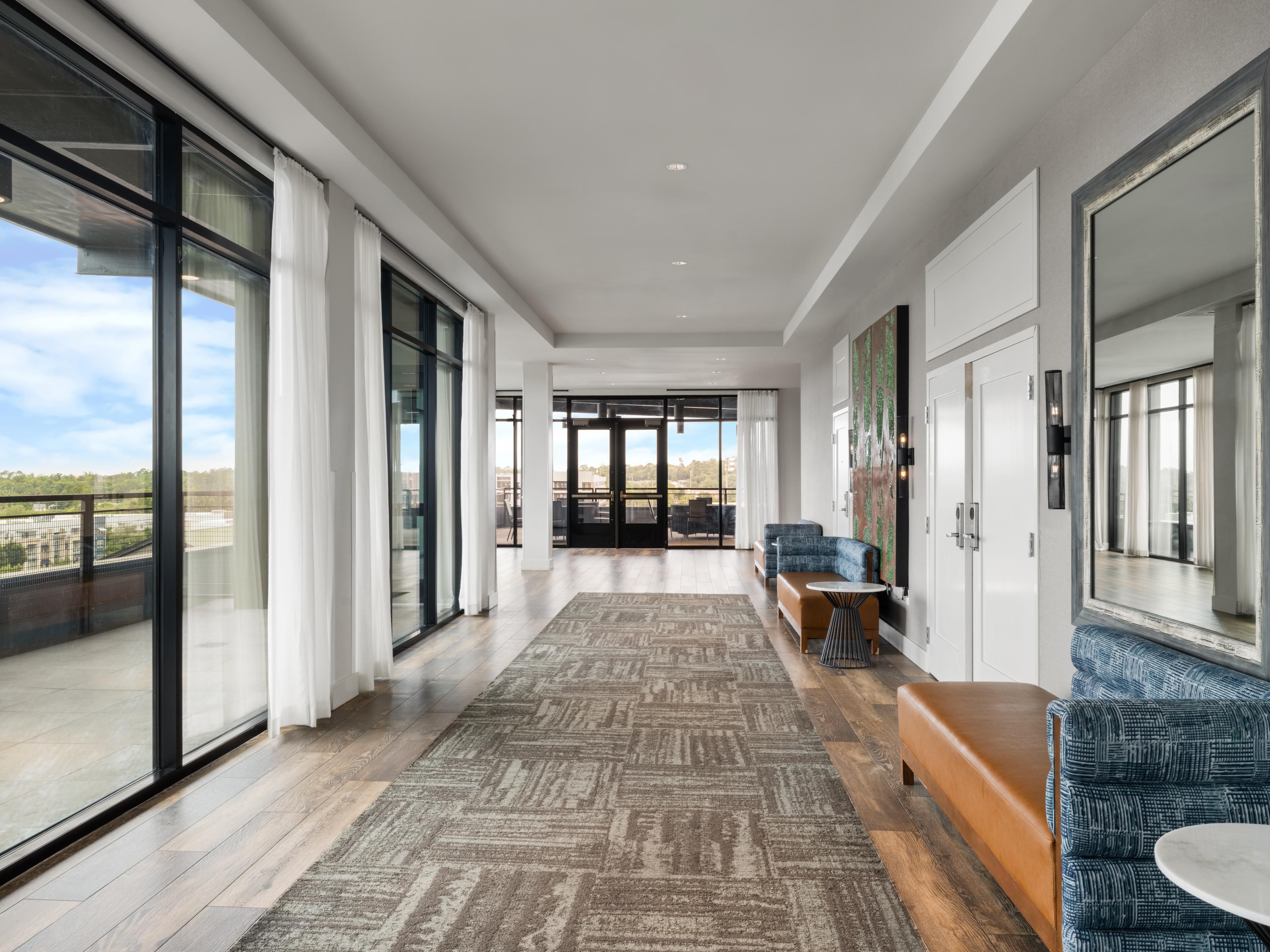 The pre-function area connects meeting rooms to our rooftop space.