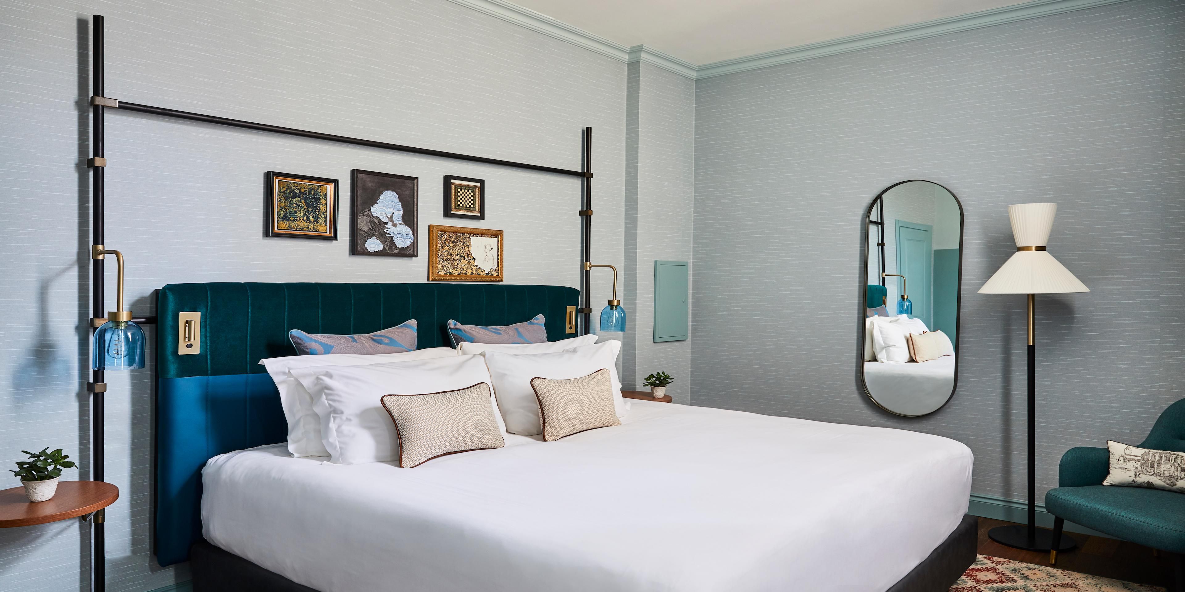 Decorations in King Suites recall the sea