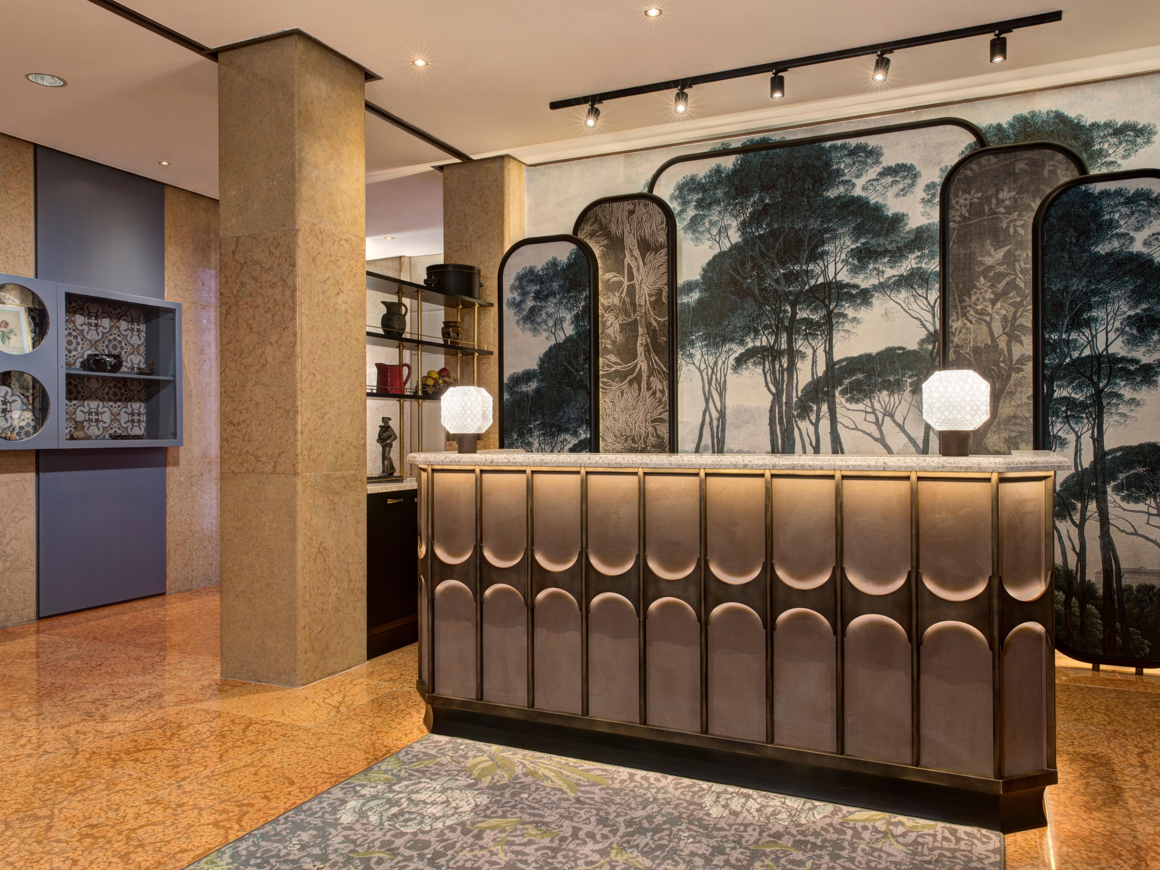 Our stylish reception desk is inspired by Juliet's balcony design.