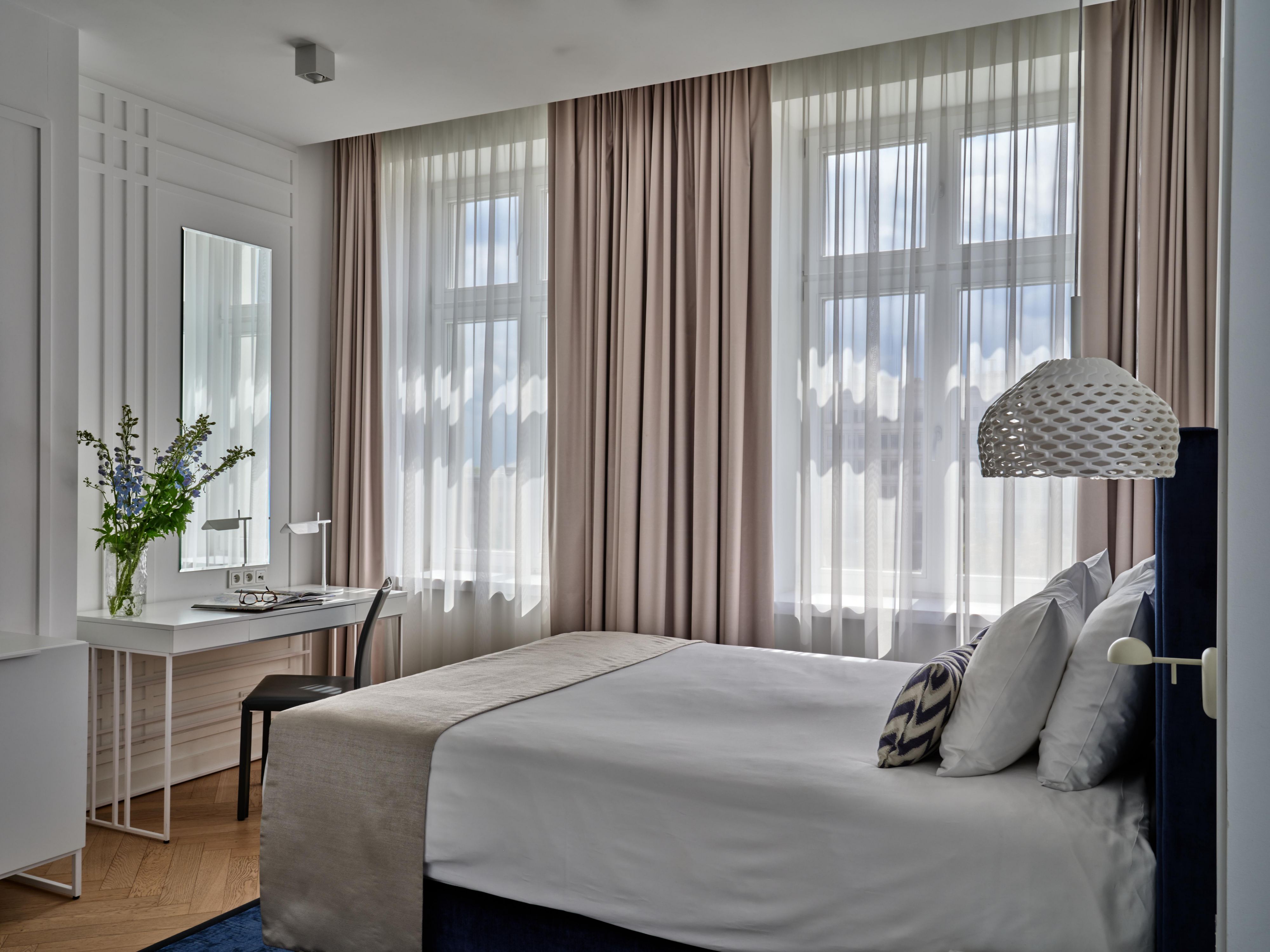 Bright interiors and tall windows will give you a boost of energy.