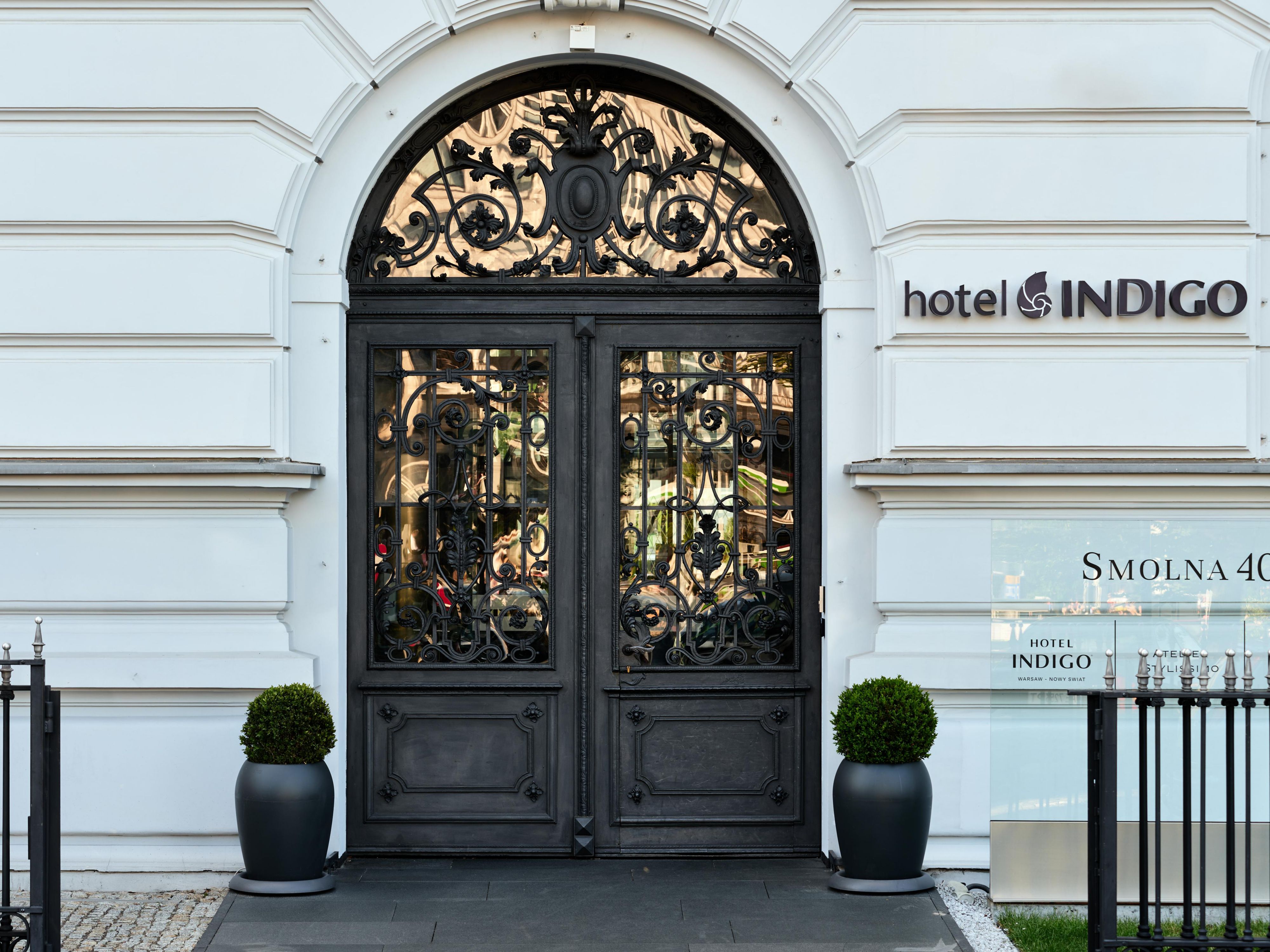 Entrance to the hotel restored according to the original design.